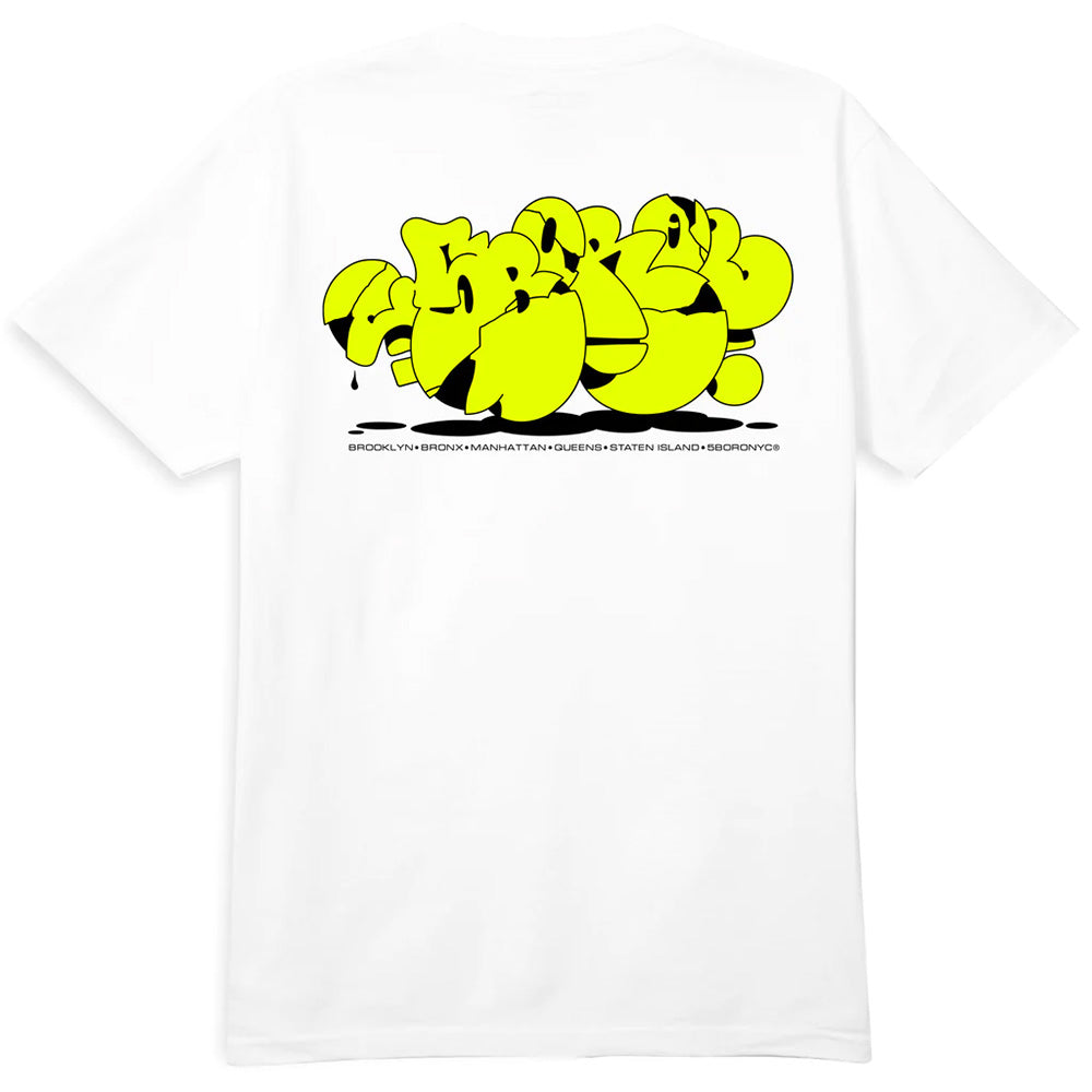5Boro x SP-ONE Crackle Tee White & Highlighter Yellow