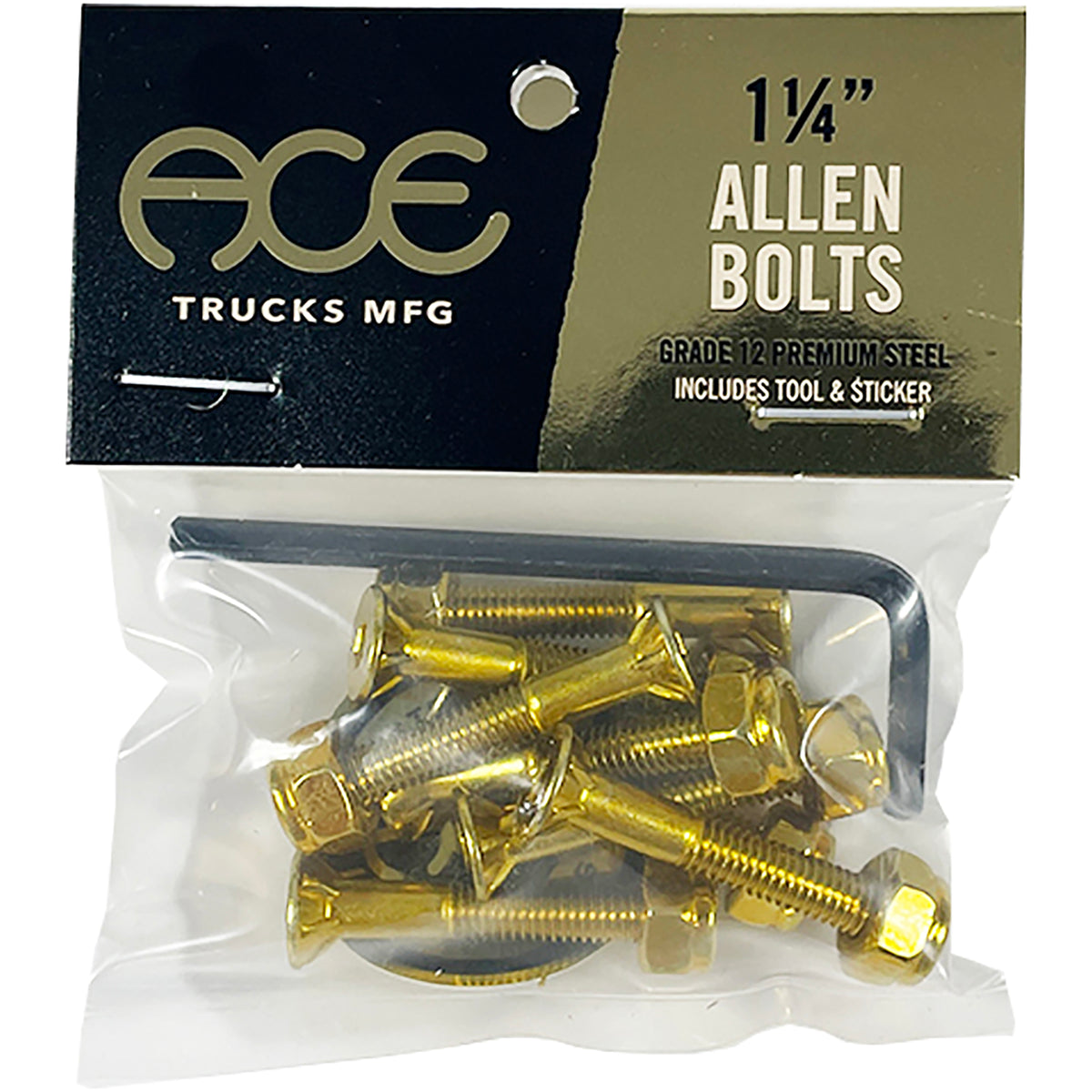 Ace Skateboard Bolts Allen Gold 1¼"