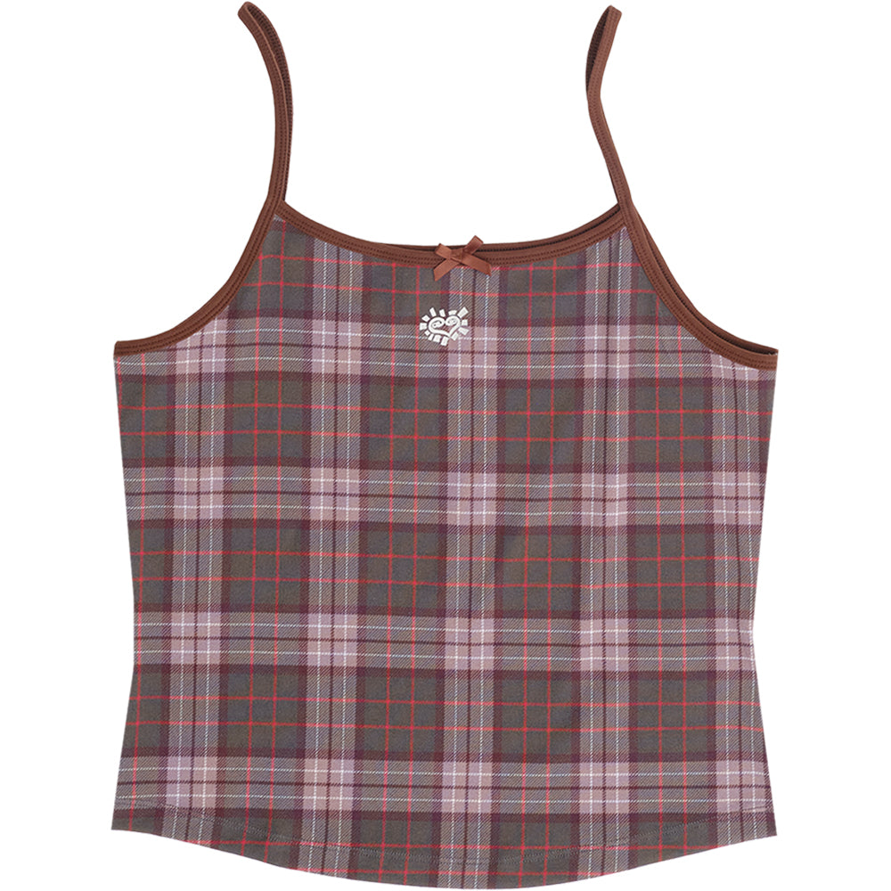 Always Do What You Should Do Heart Logo Cami Top Brown Plaid