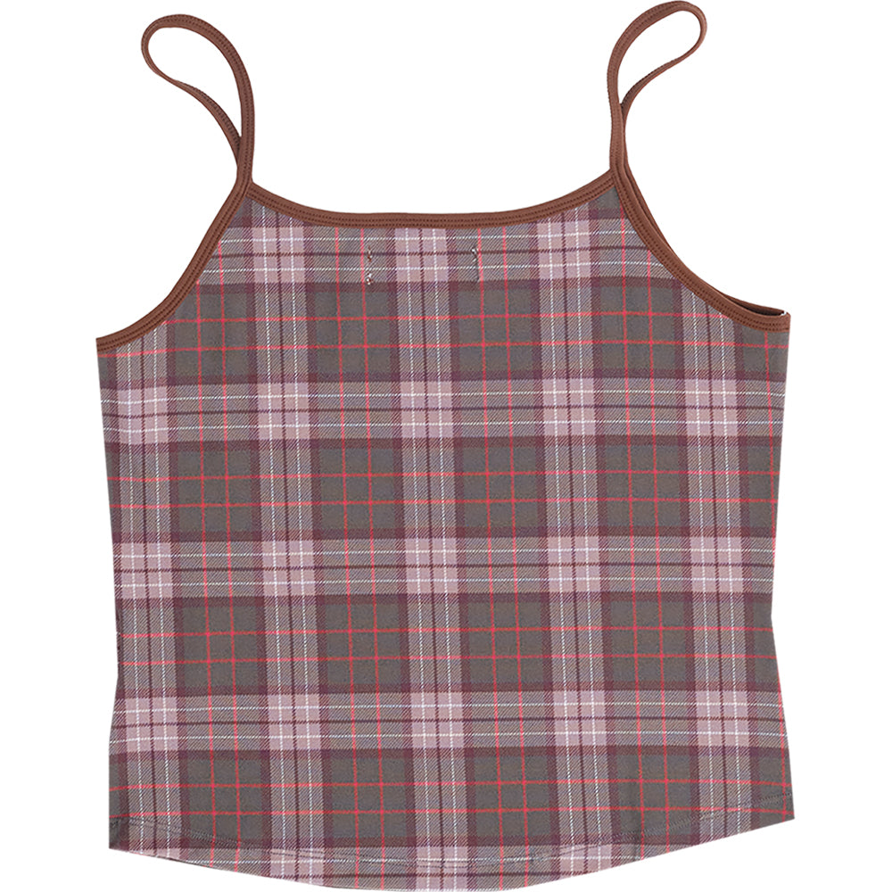 Always Do What You Should Do Heart Logo Cami Top Brown Plaid