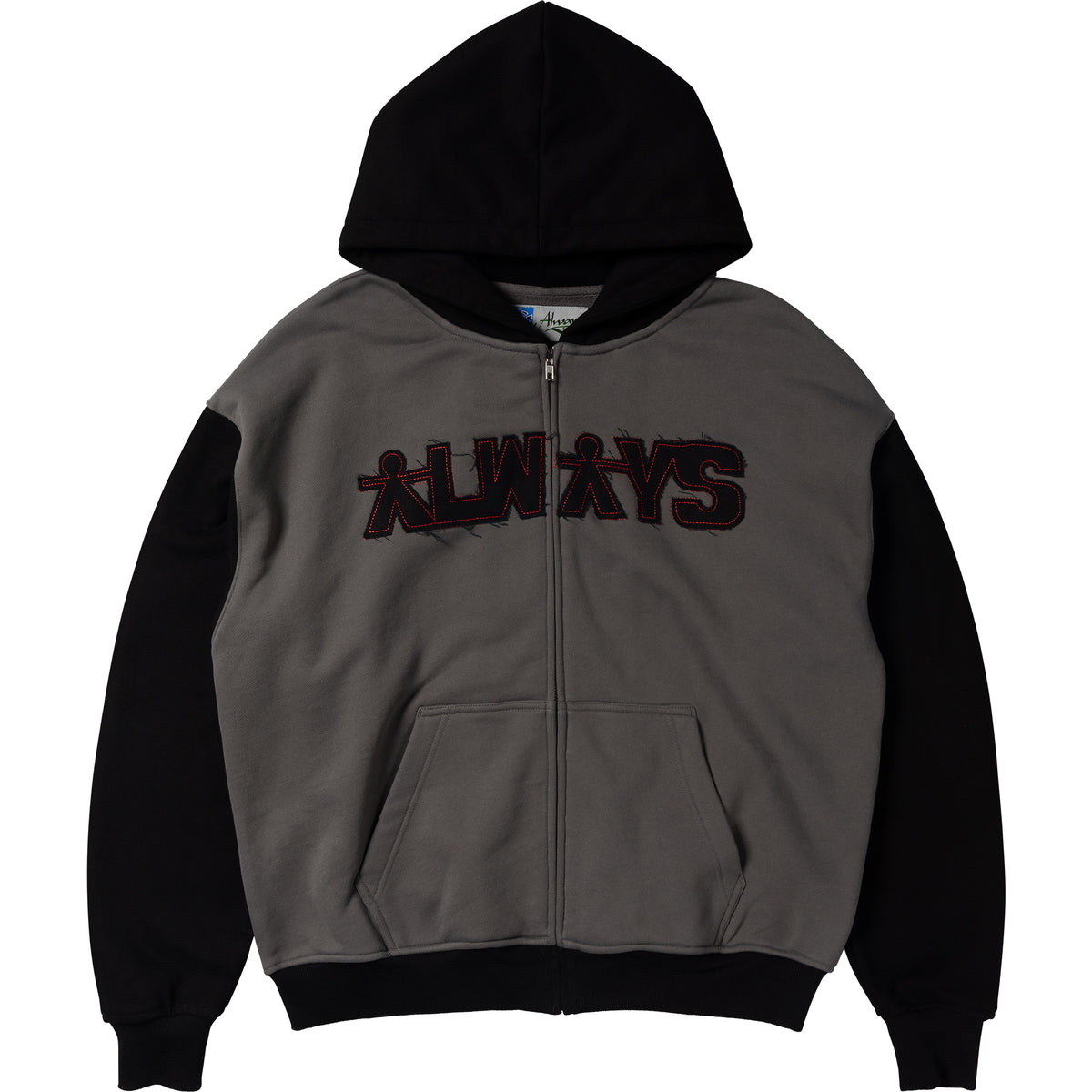 Always Do What You Should Do Human Applique Zip Up Hoodie Black