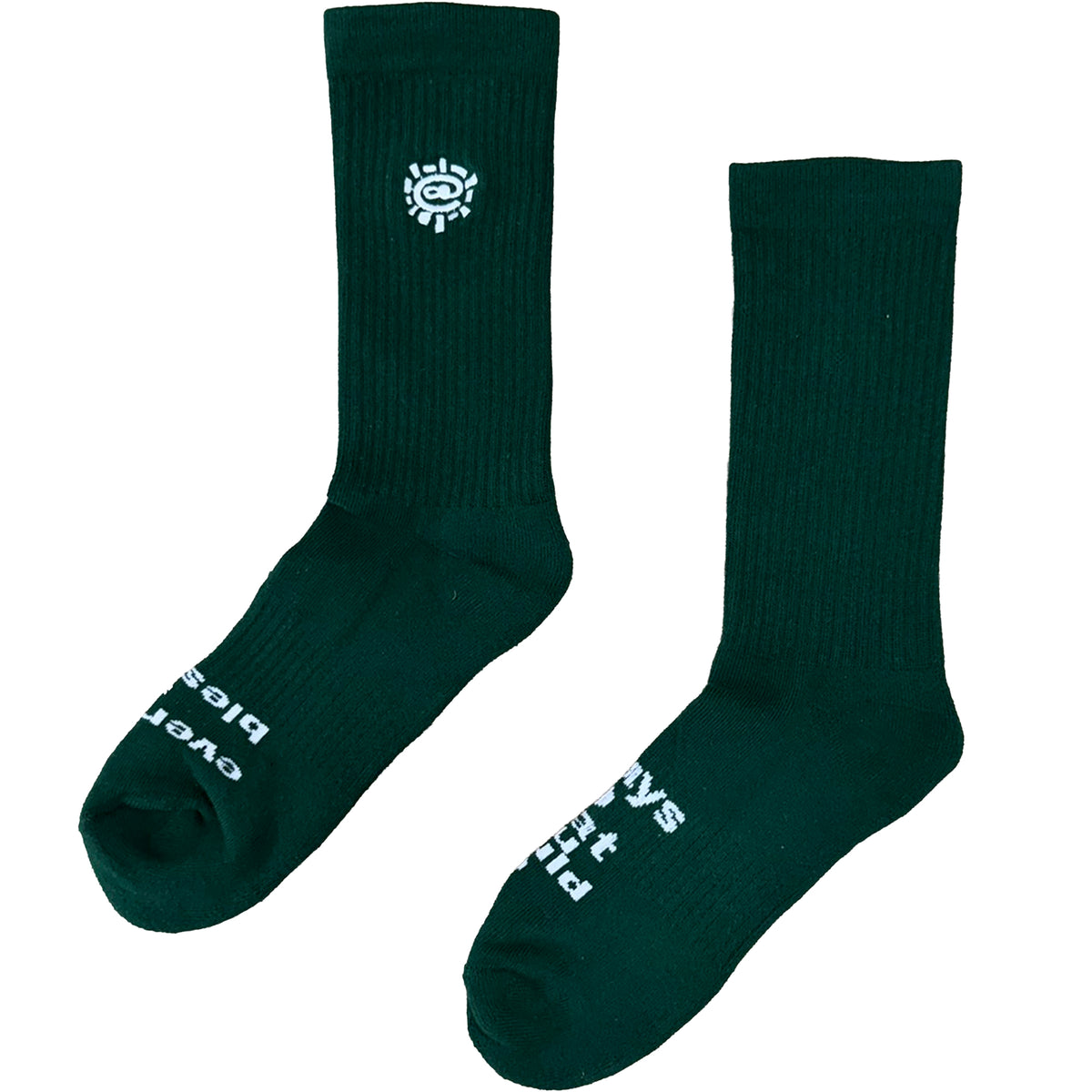Always Do What You Should Do Mini Embroided @sun Sock Green