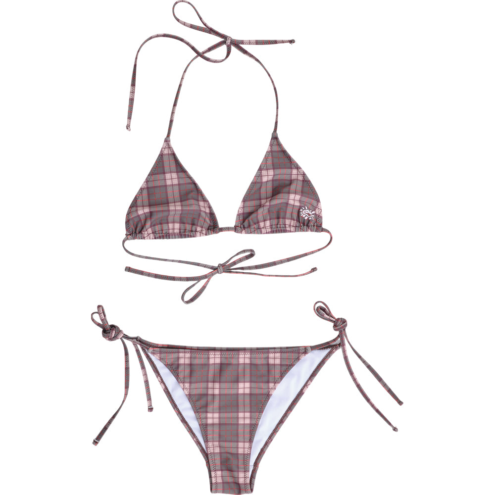 Always Do What You Should Do Plaid Bikini Brown