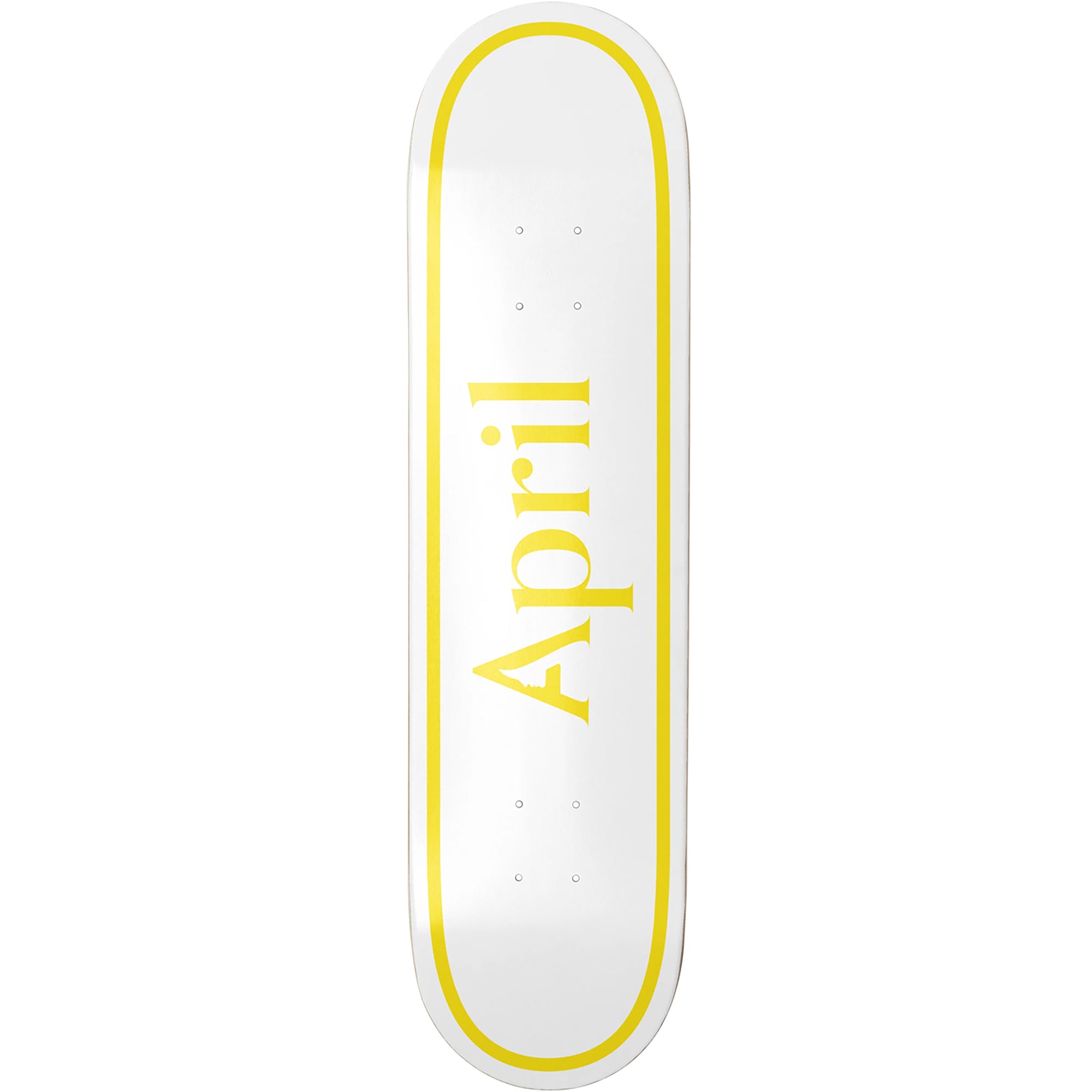 April OG Logo White/Yellow Twin Tail Skateboard Deck 8.25"