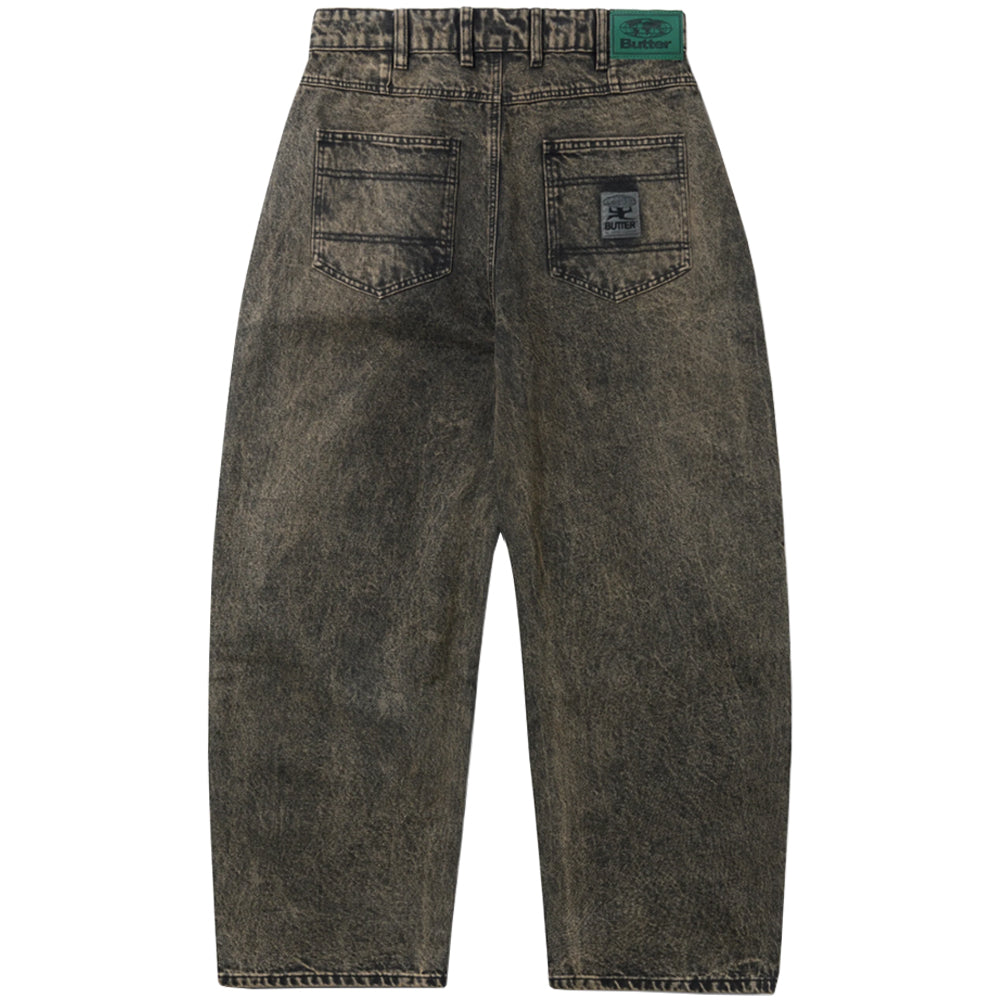 Butter Goods Wide Cut Denim Jeans Acid Washed Brown
