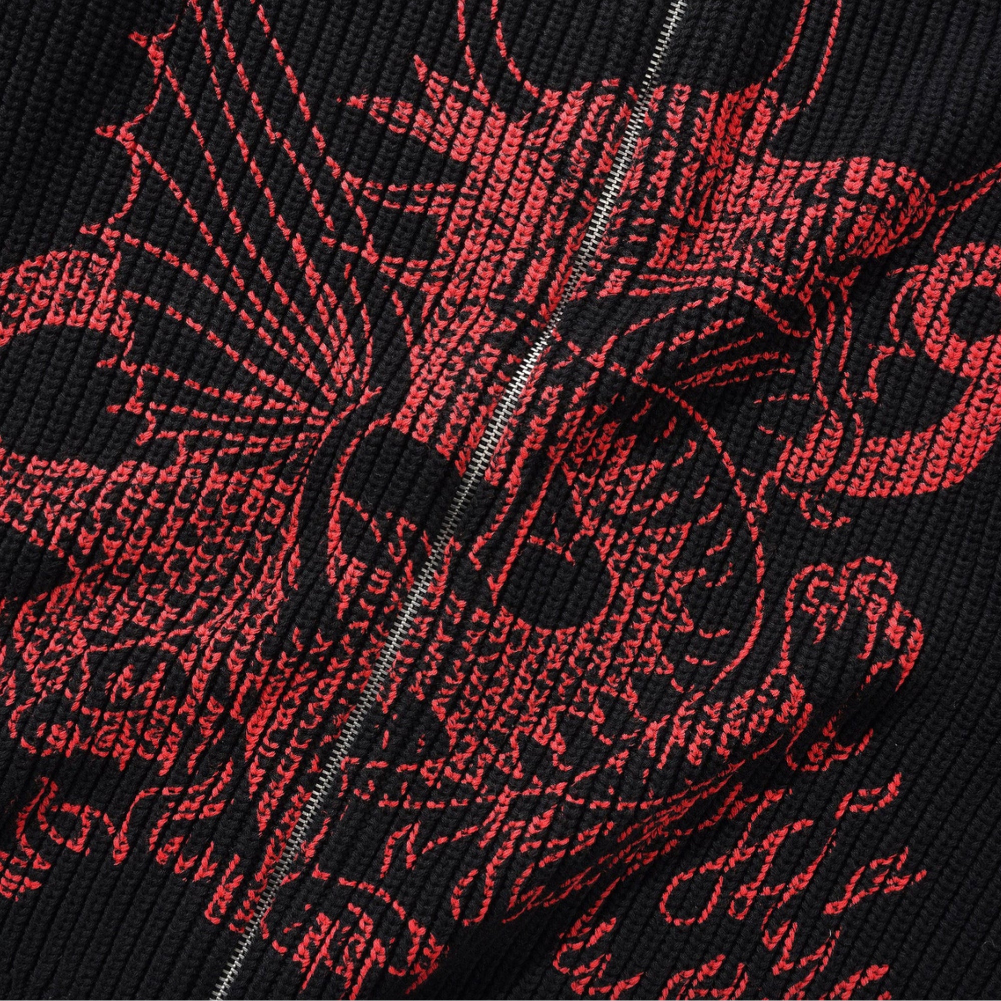 Butter Goods x Daniel Johnston Dragon Knit Zip-Thru Sweater Black/Red