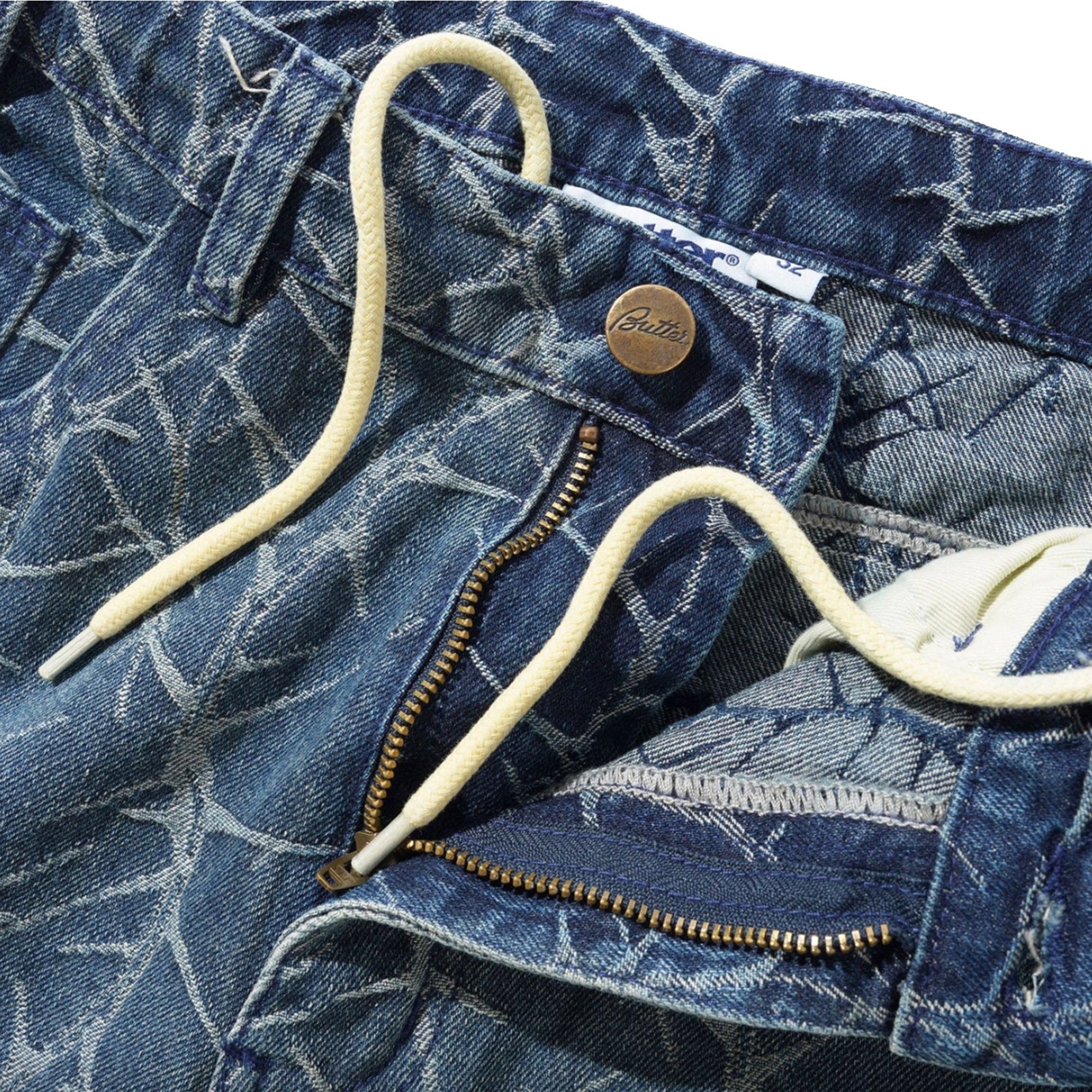 Butter Goods Thorn Camo Wide Cut Denim Jeans Washed Indigo