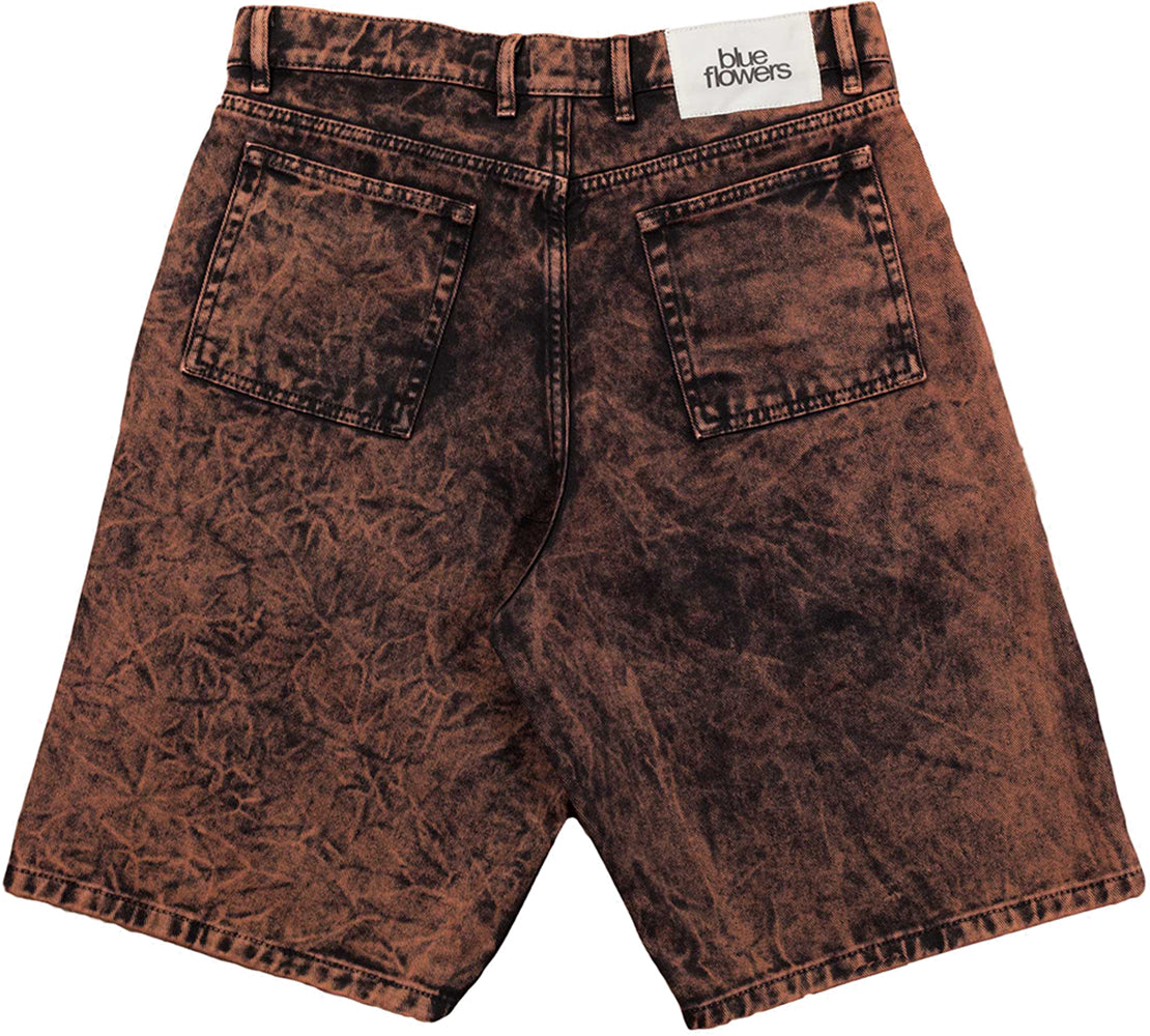 Blue Flowers Evolve Denim Shorts Brown Wash