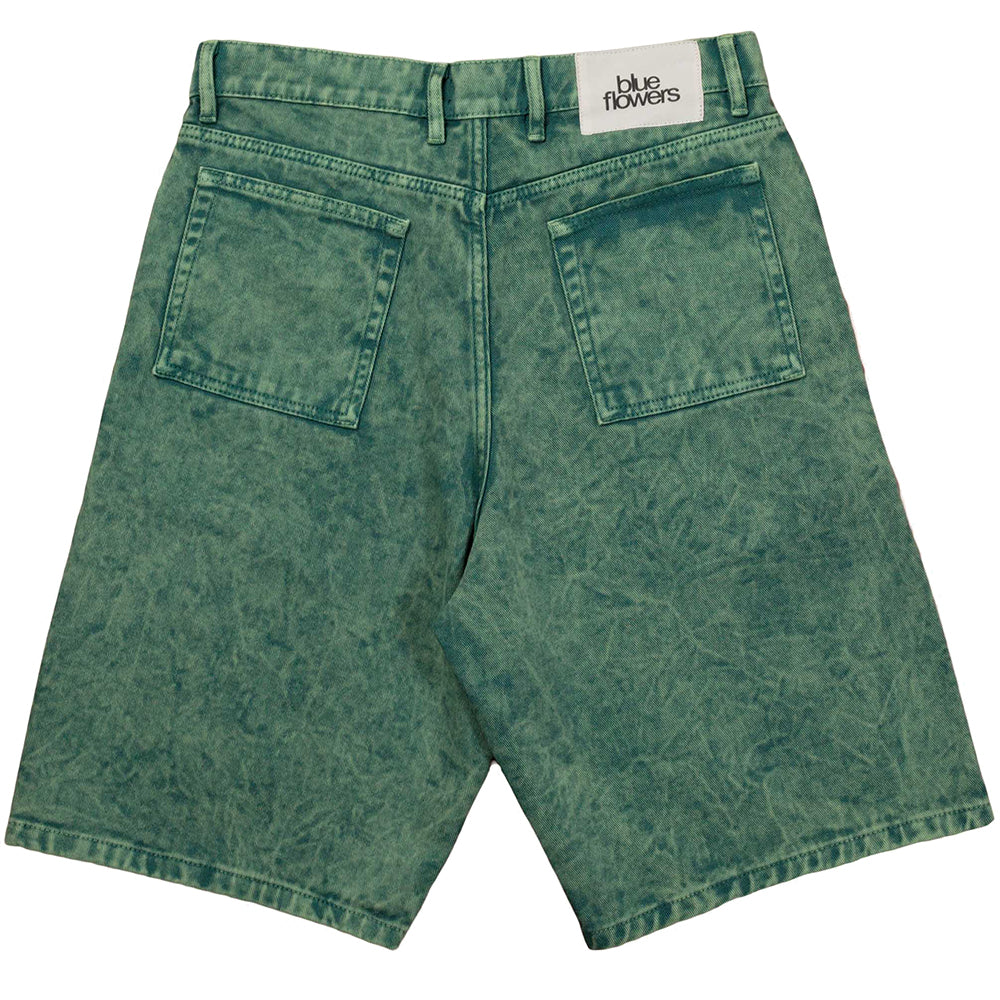 Blue Flowers Evolve Denim Shorts Green Wash