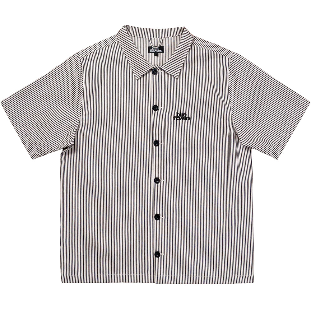 Blue Flowers Hickory Shirt Black/White