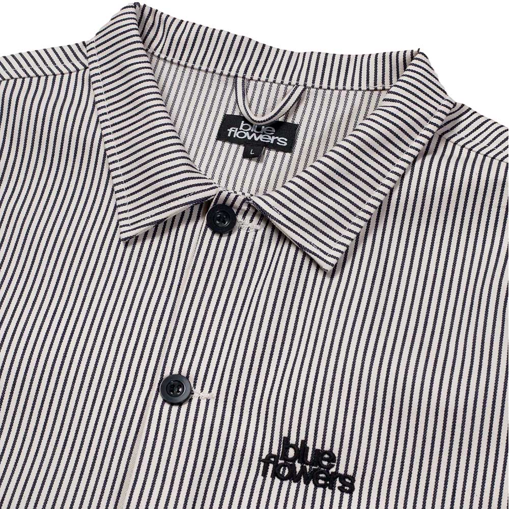 Blue Flowers Hickory Shirt Black/White