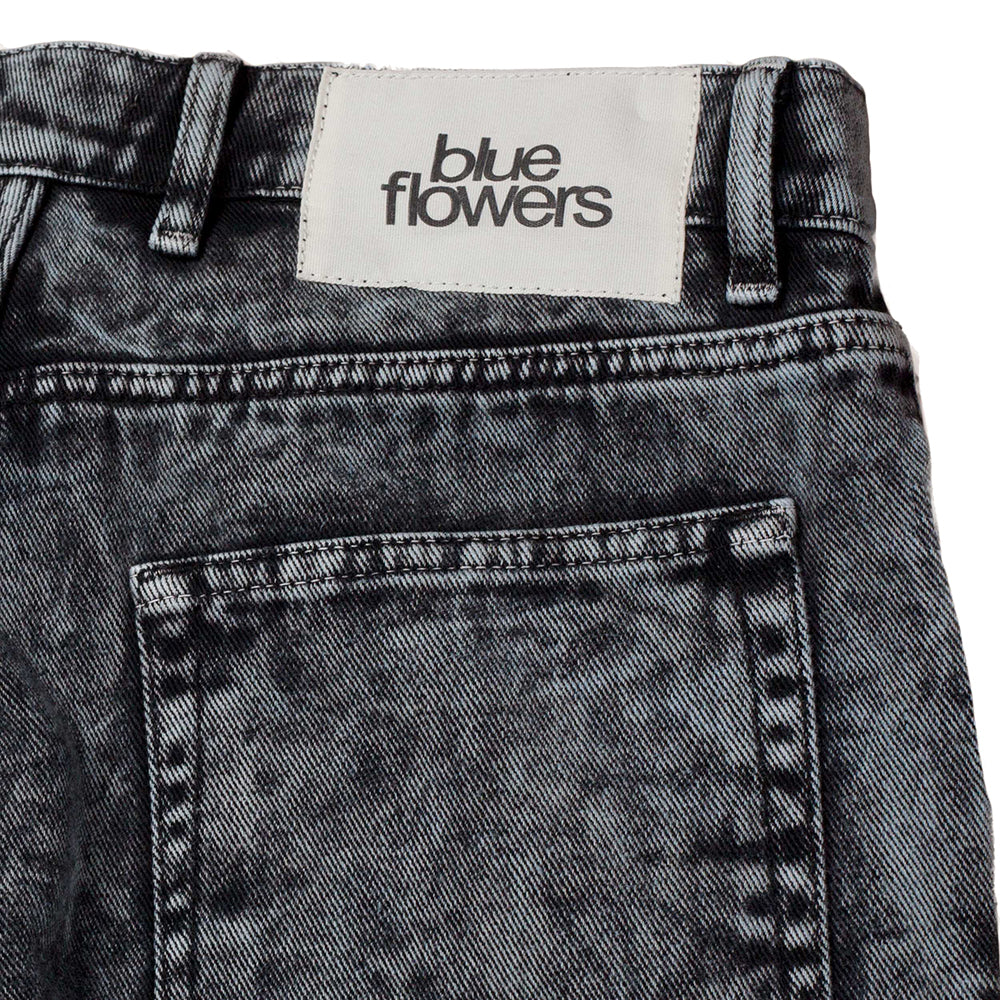 Blue Flowers Reworked Denim Jeans Acid Wash