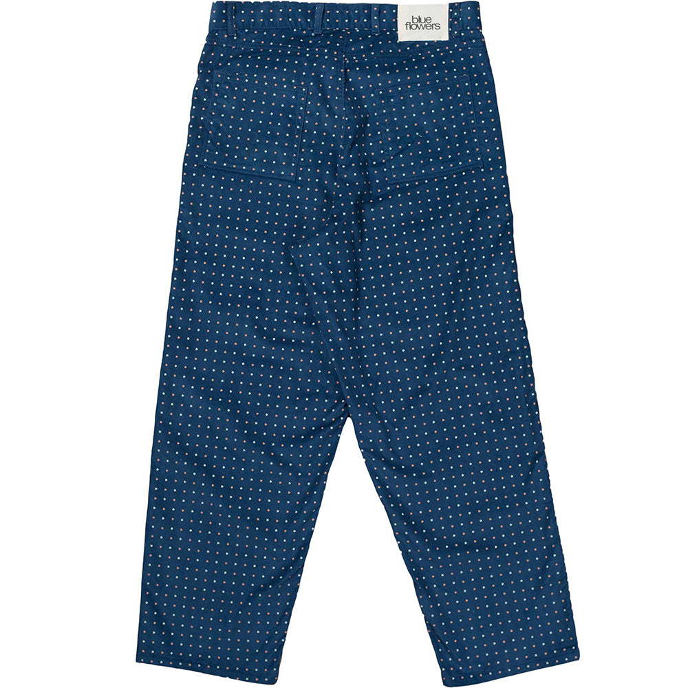 Blue Flowers Speckled Corduroy Trousers Navy Blue