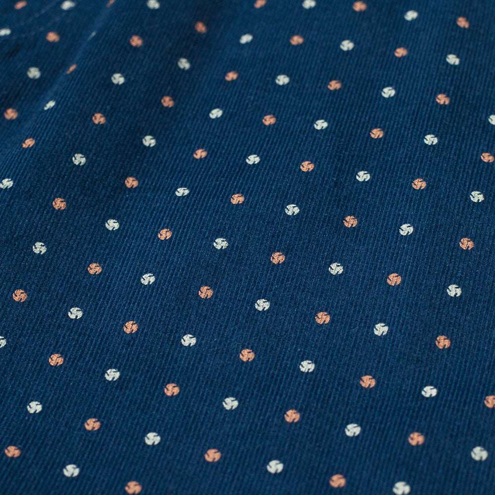 Blue Flowers Speckled Corduroy Trousers Navy Blue