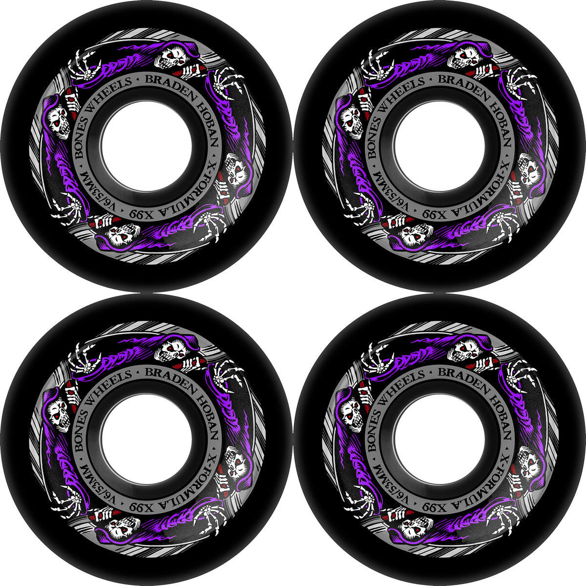 Bones Braden Hoban Reaper X-Formula V6 Wide Cut X99 Skateboard Wheels 53mm