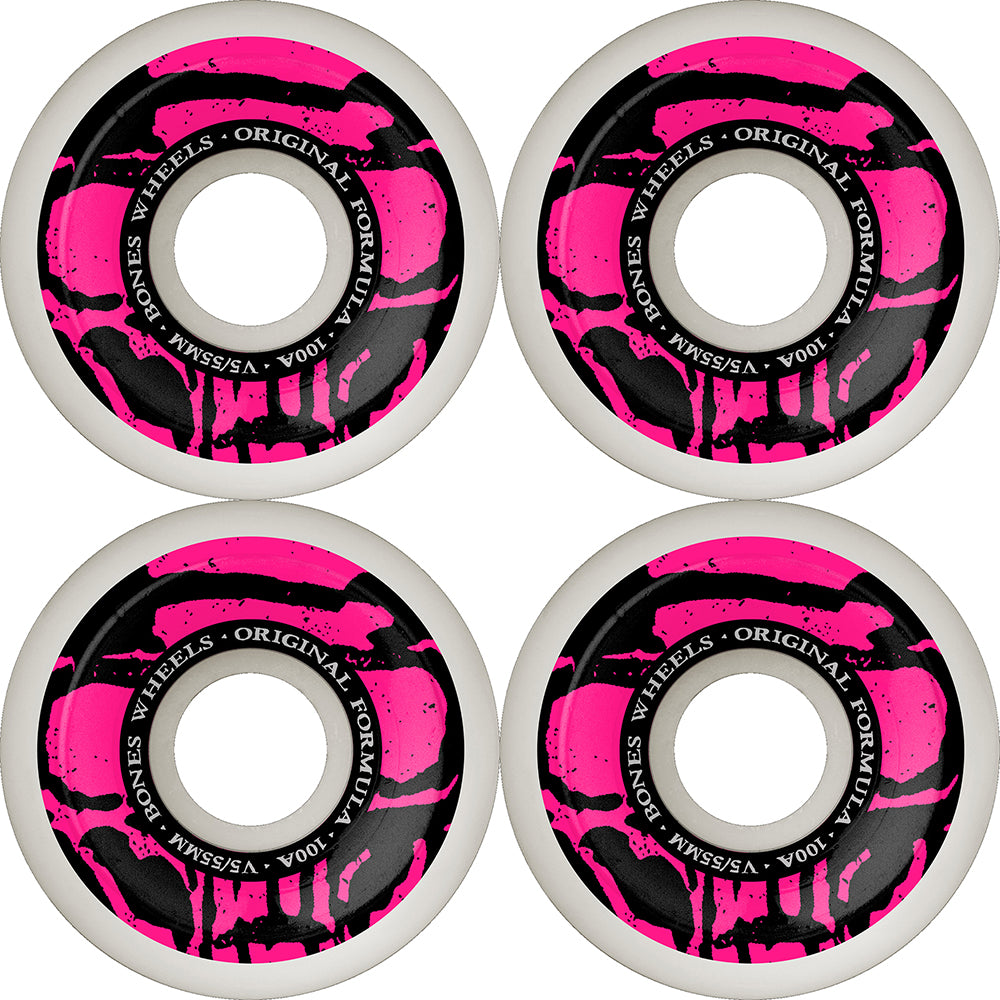 Bones Mummy Skulls OG Formula 100A V5 Sidecut Wheels White 55mm