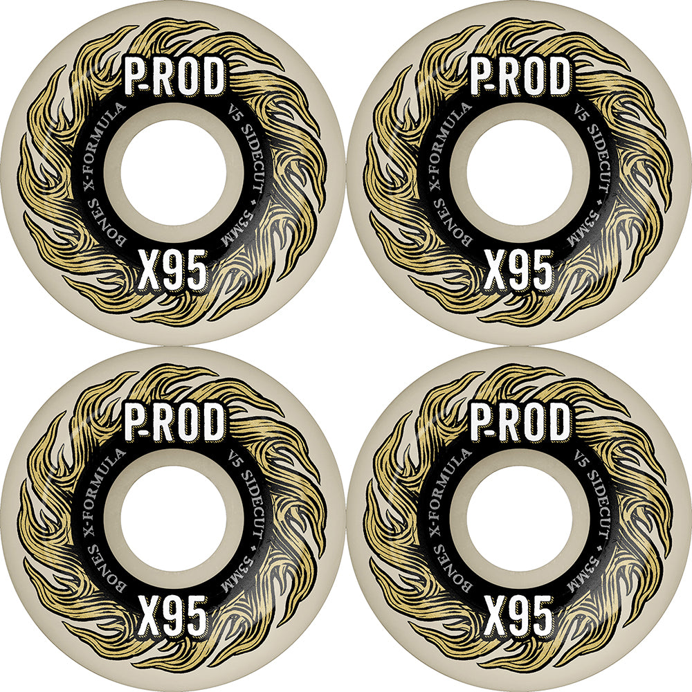 Bones Paul Rodriguez P-Rod Pro X-Formula V5 Sidecut 95A Skateboard Wheels 53mm