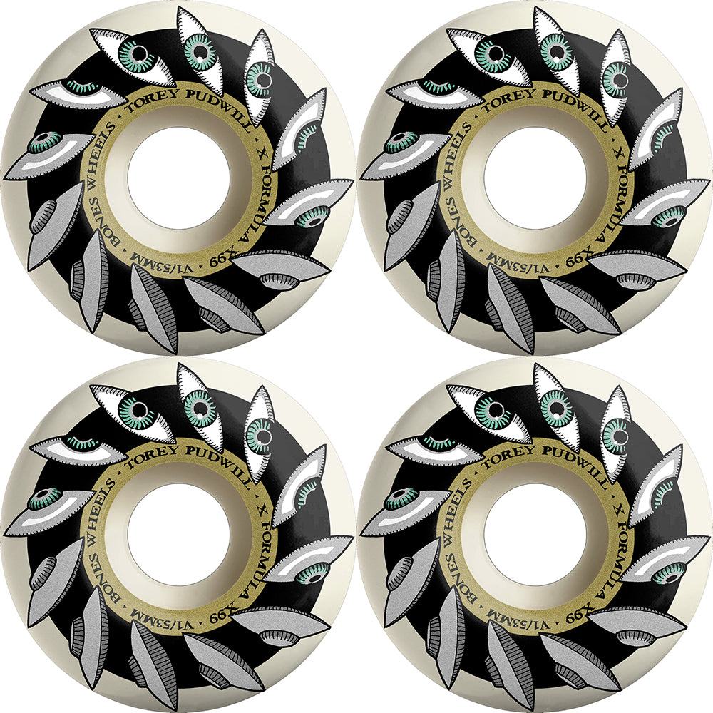 Bones X-Formula Torey Pudwill Eyeing Saucer V1 Standard 99A Skateboard Wheels 53mm