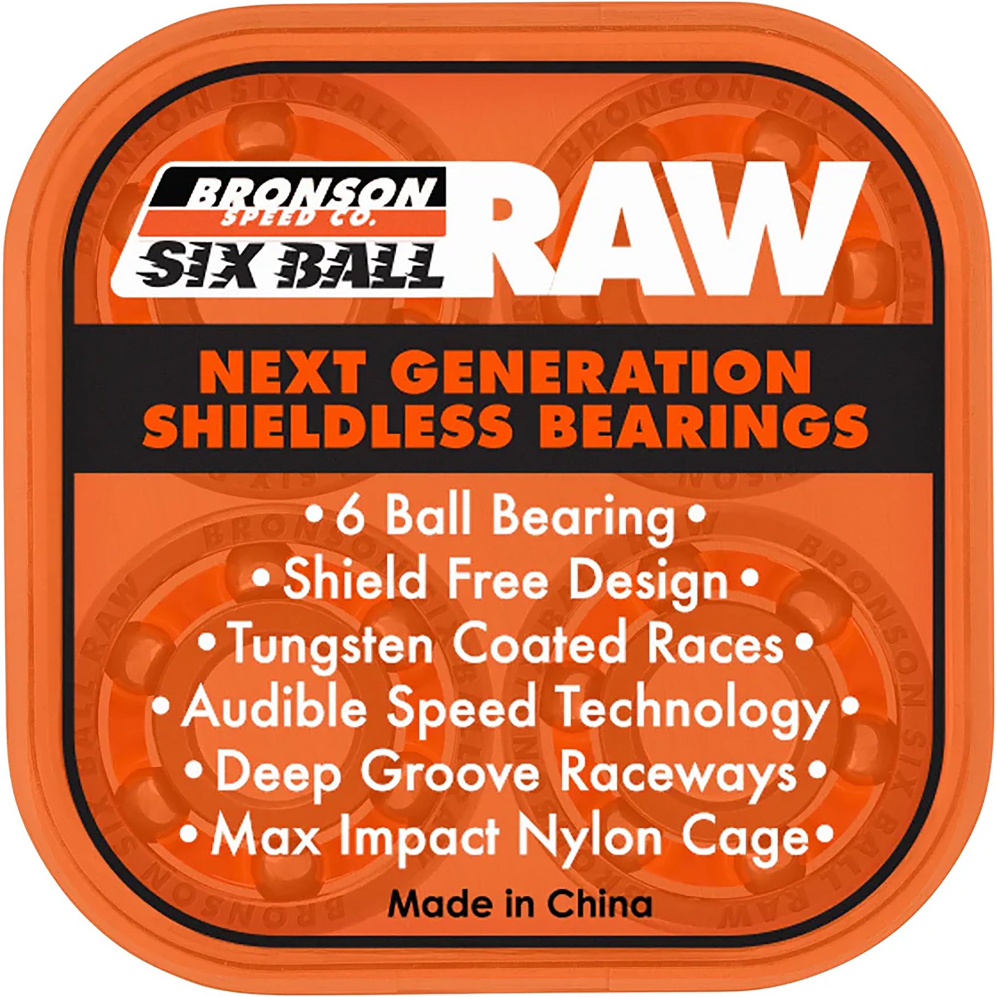 Bronson Speed Co Six Ball Raw Skateboard Bearings