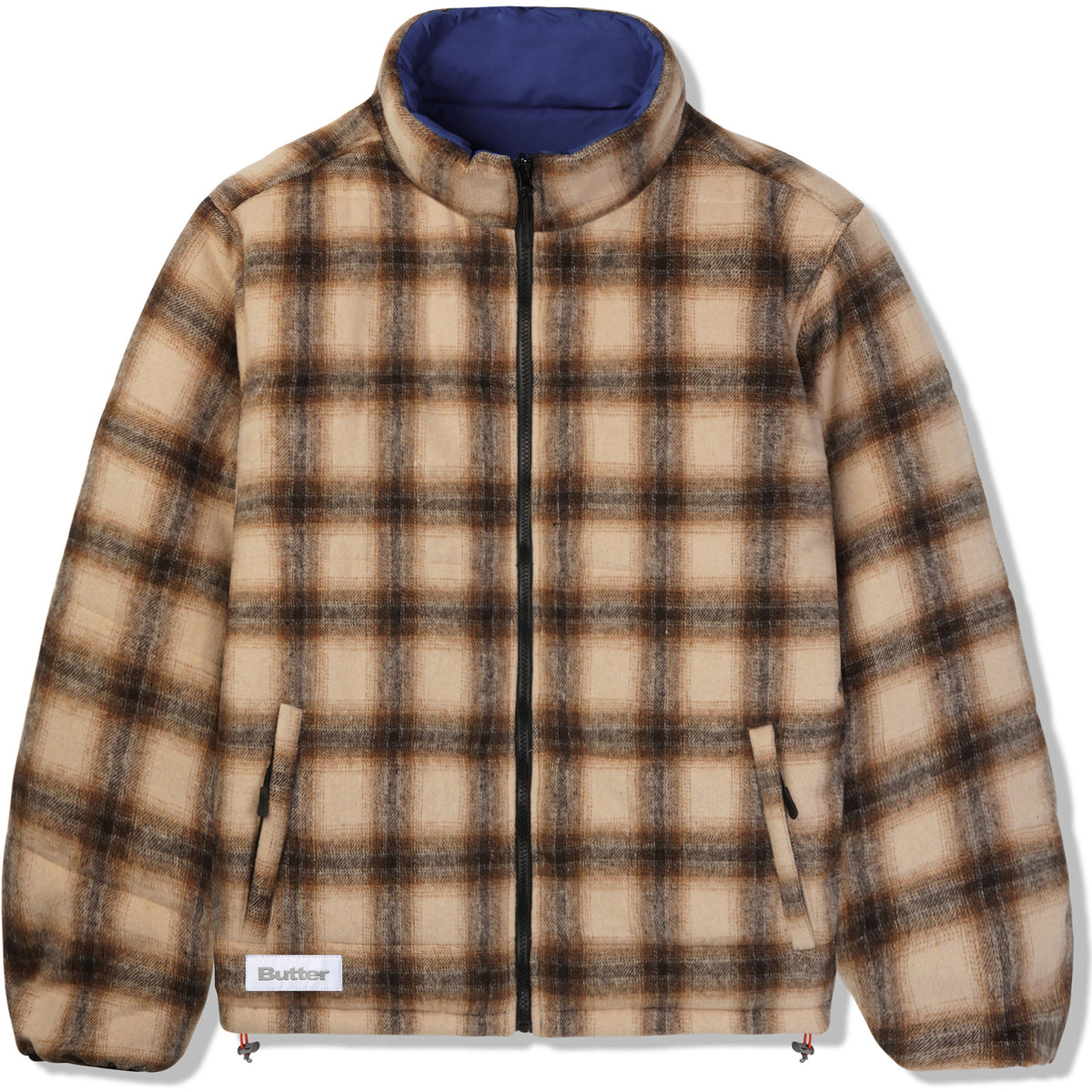 Butter Goods Reversible Plaid Puffer Jacket Brown/Navy
