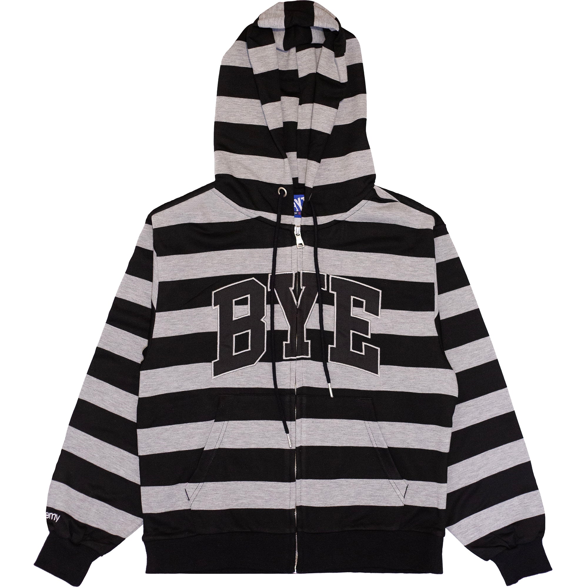 Bye Jeremy Bye Stripes Zip Hoodie Grey/Black