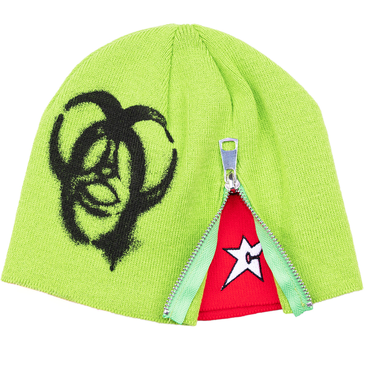 Carpet Company Biohazard Zip Beanie Green