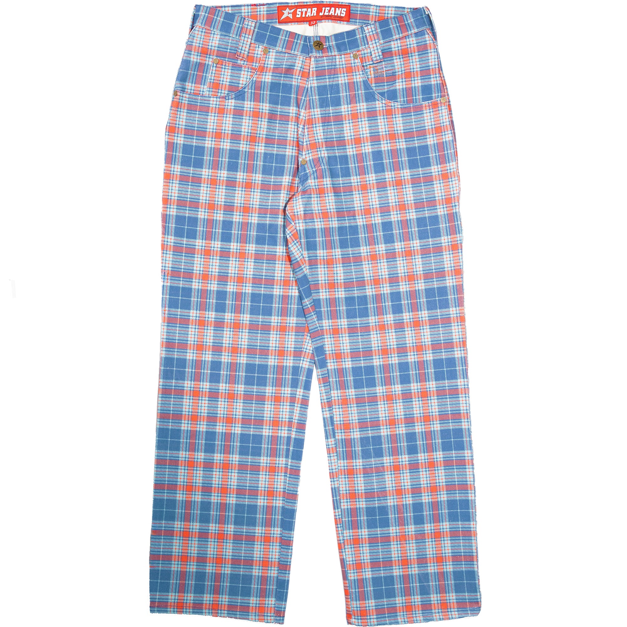 Carpet Company C-Star Plaid Denim Pants Blue