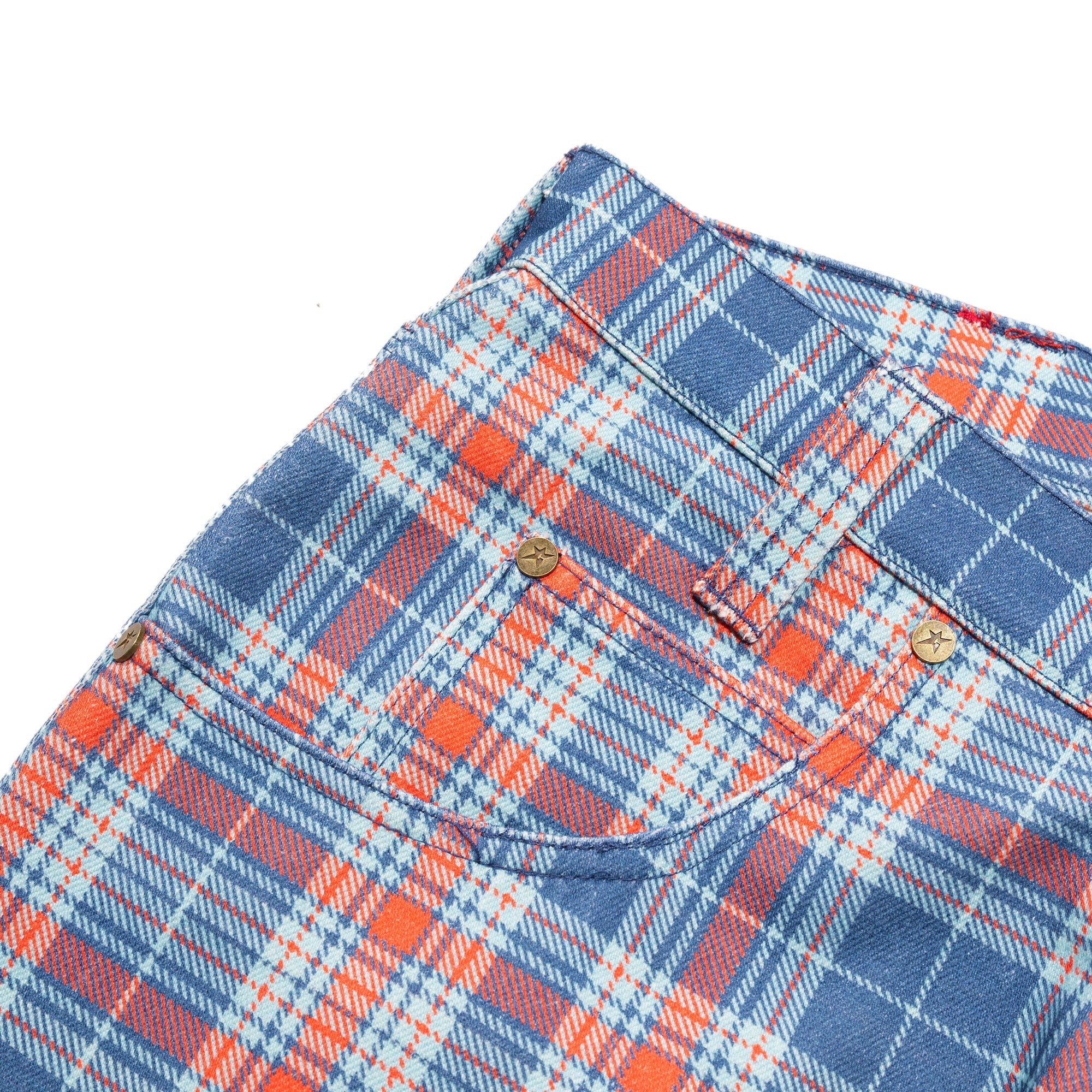 Carpet Company C-Star Plaid Denim Pants Blue
