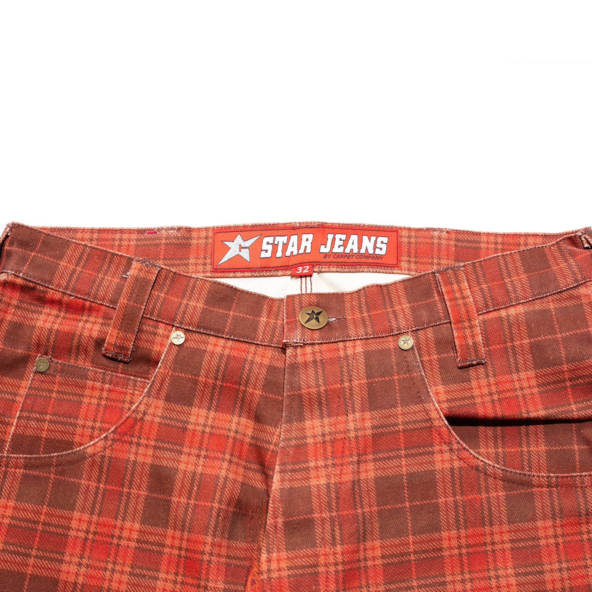 Carpet Company C-Star Plaid Denim Pants Brown