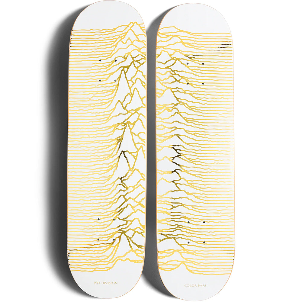 Color Bars x Joy Division Unknown Pleasures Skateboard Decks Set White/Gold Foil 8.25"