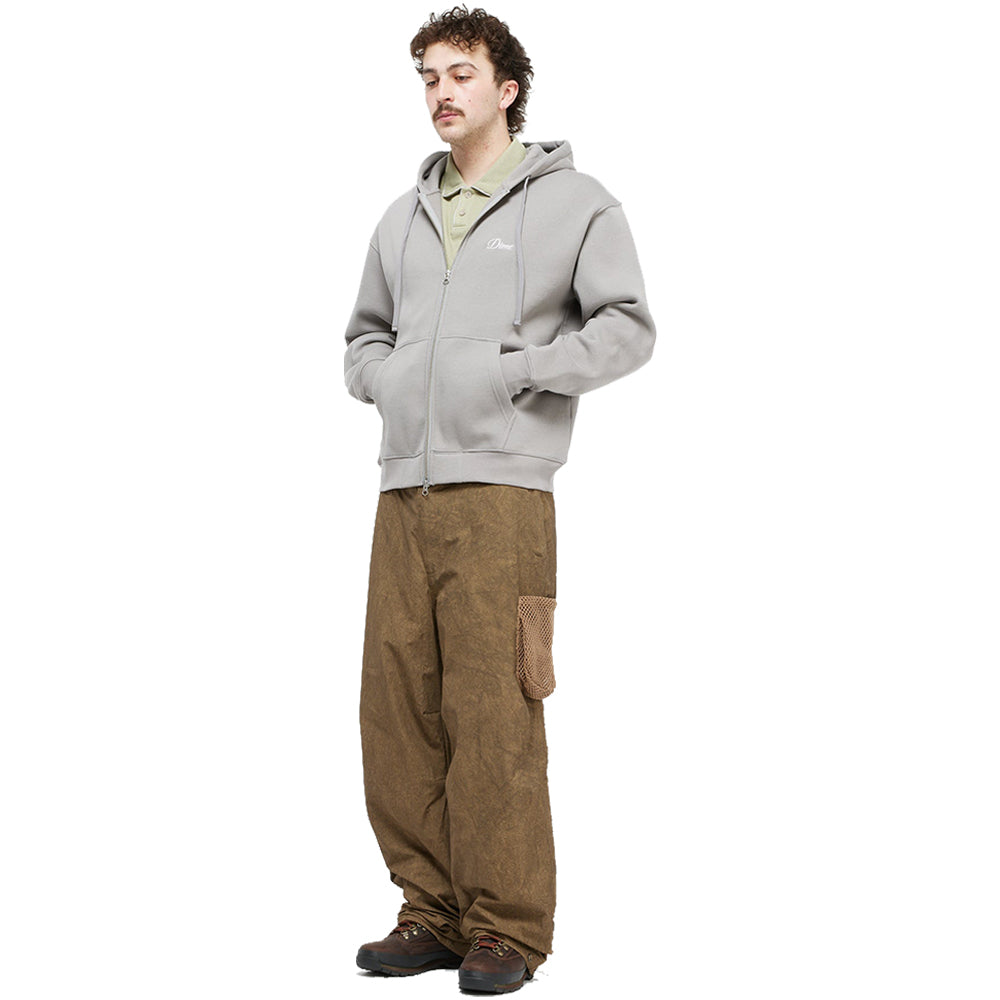 Dime MTL Cursive Small Logo Zip Hoodie Charcoal