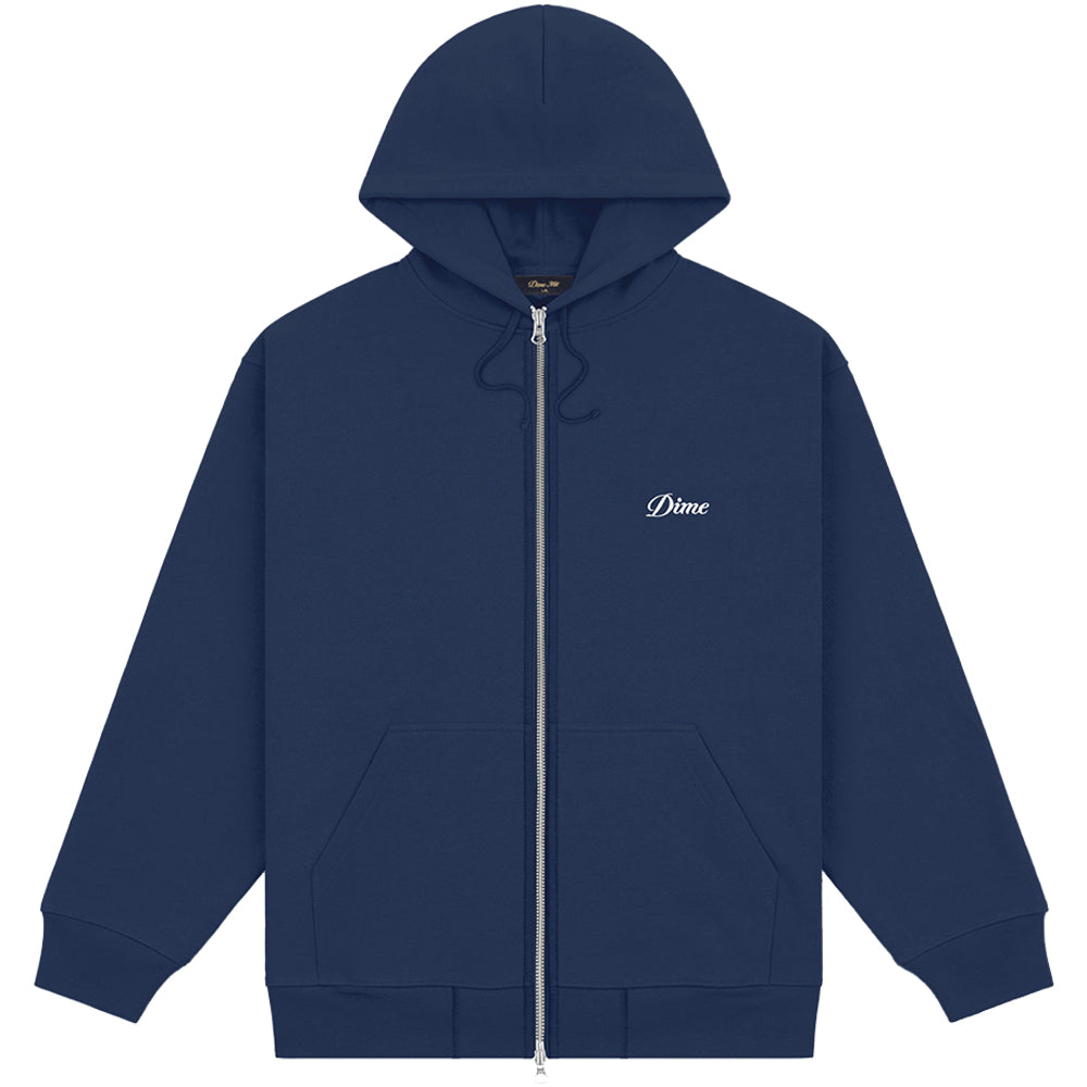 Dime MTL Cursive Small Logo Zip Hoodie Navy