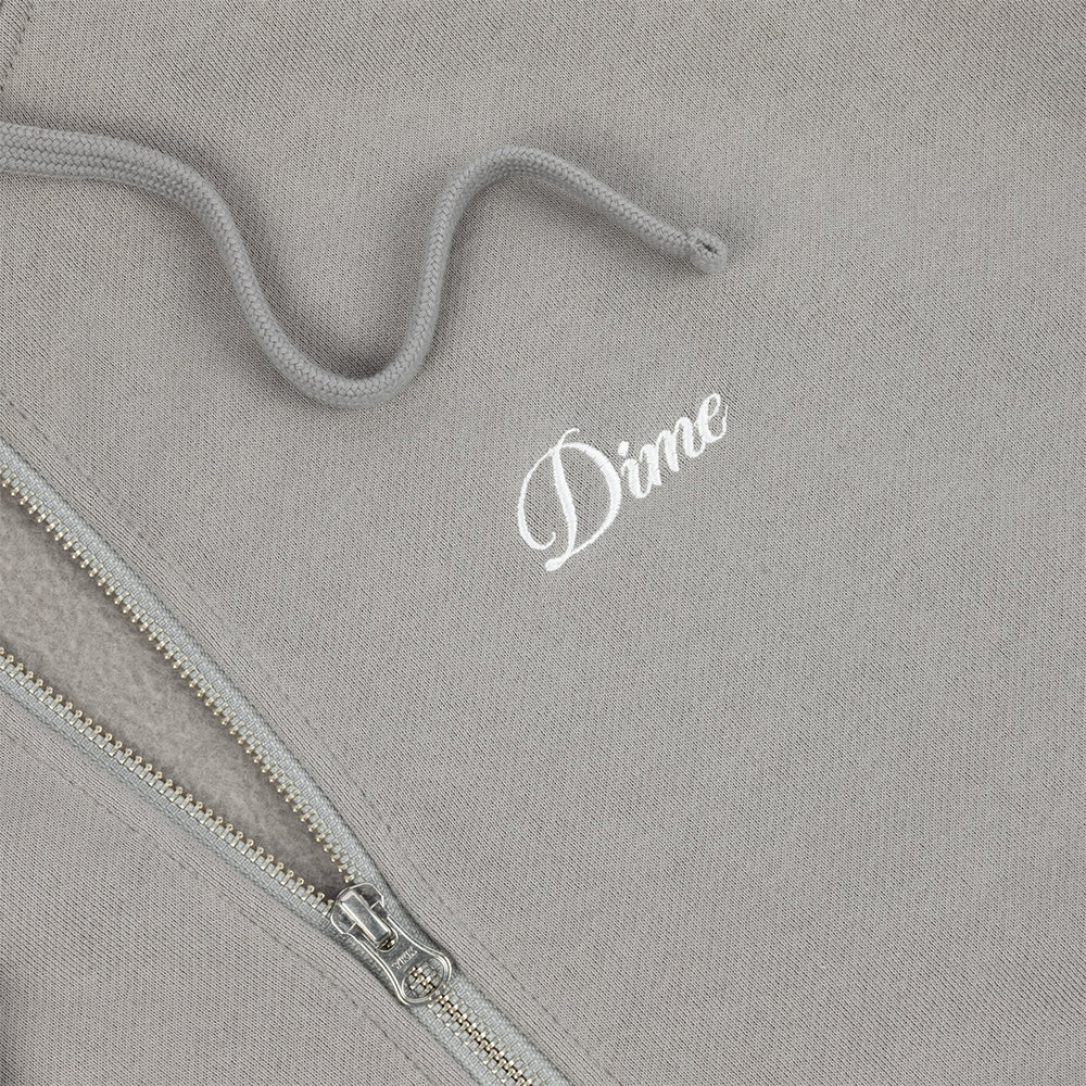 Dime MTL Cursive Small Logo Zip Hoodie Charcoal