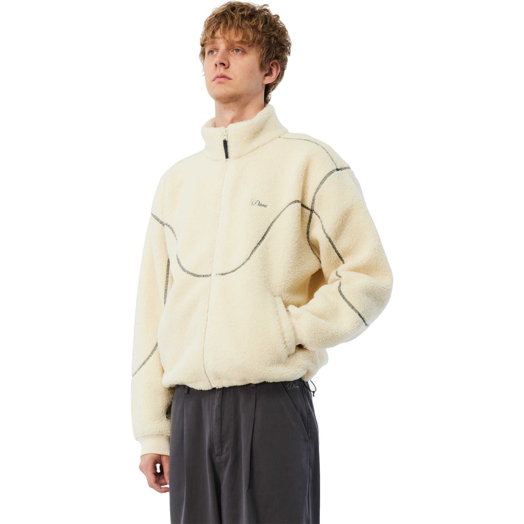 Dime MTL Polar Fleece Sherpa Zip Jacket Cream