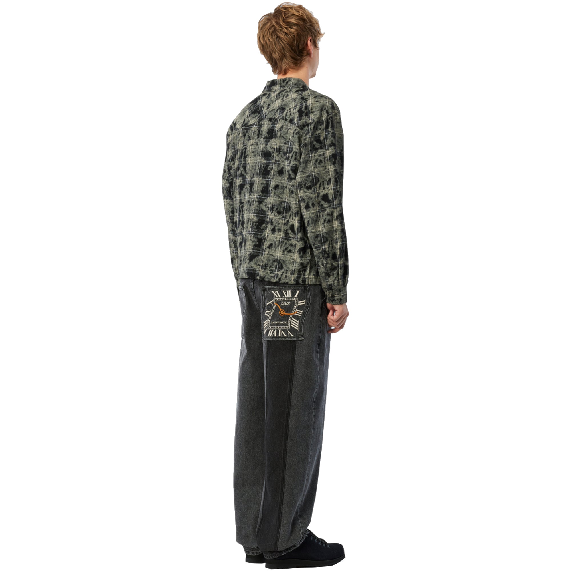 Dime MTL Plaid Flannel Shirt Bleached Black