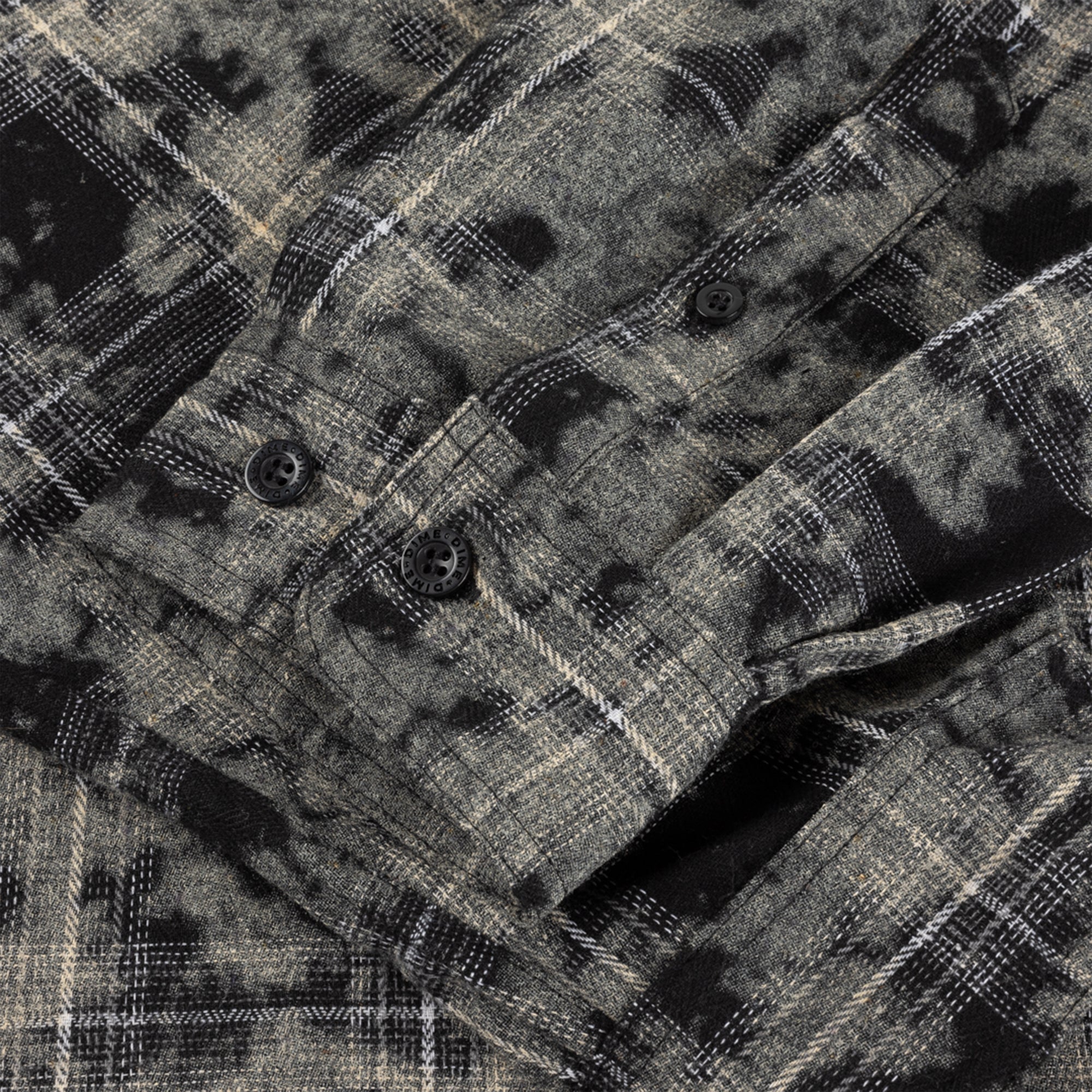 Dime MTL Plaid Flannel Shirt Bleached Black