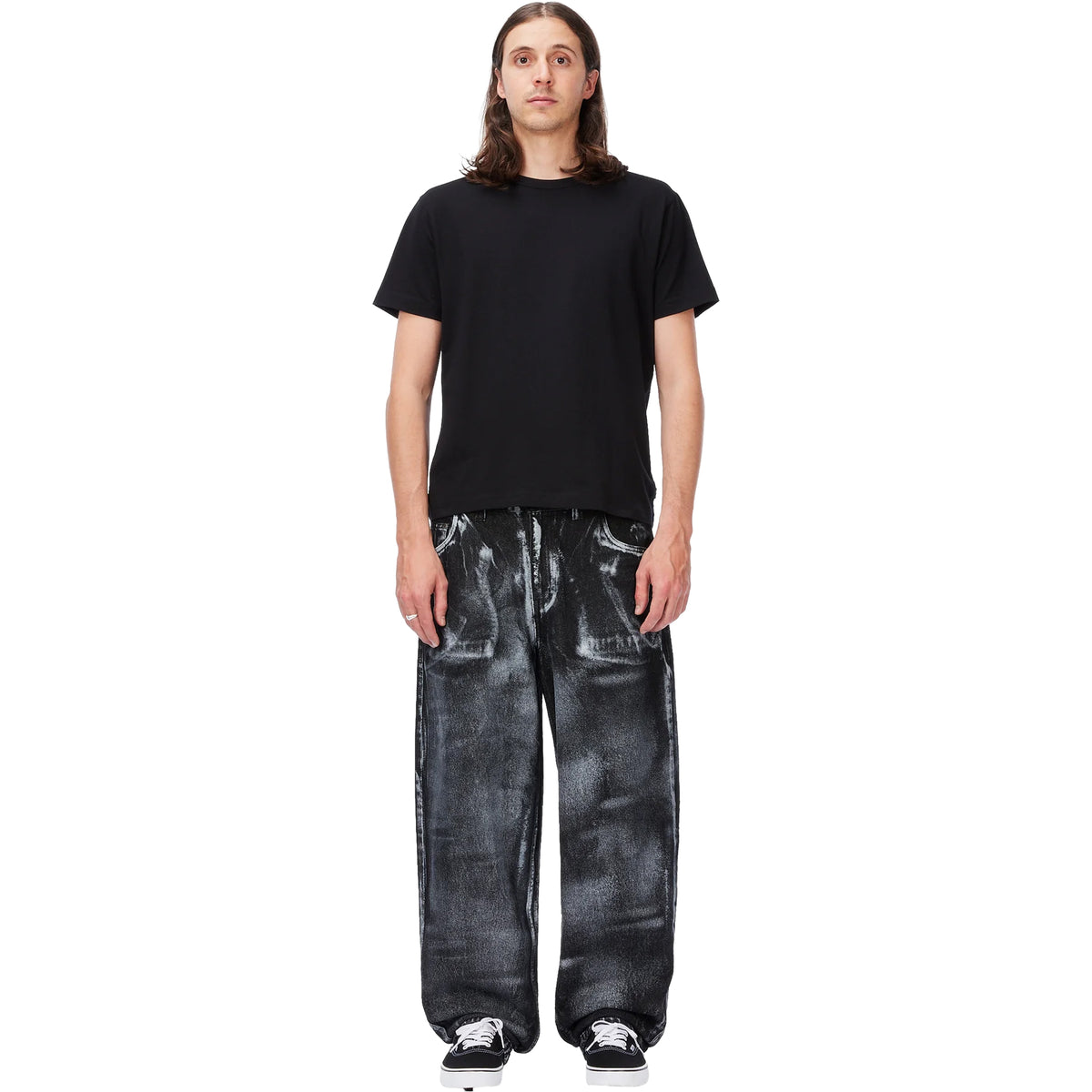 Dime MTL Baggy Denim Pants Black (White Paint)