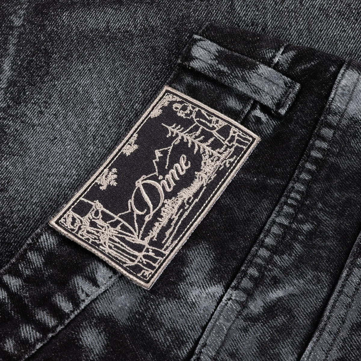 Dime MTL Baggy Denim Pants Black (White Paint)