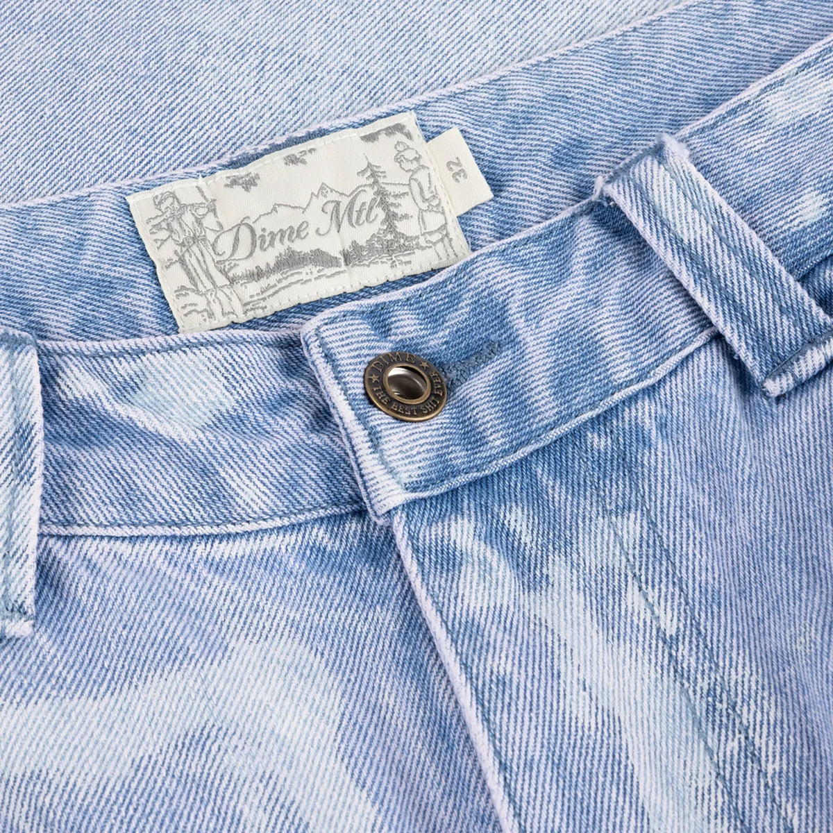 Dime MTL Baggy Denim Shorts Blue Washed (White Paint)