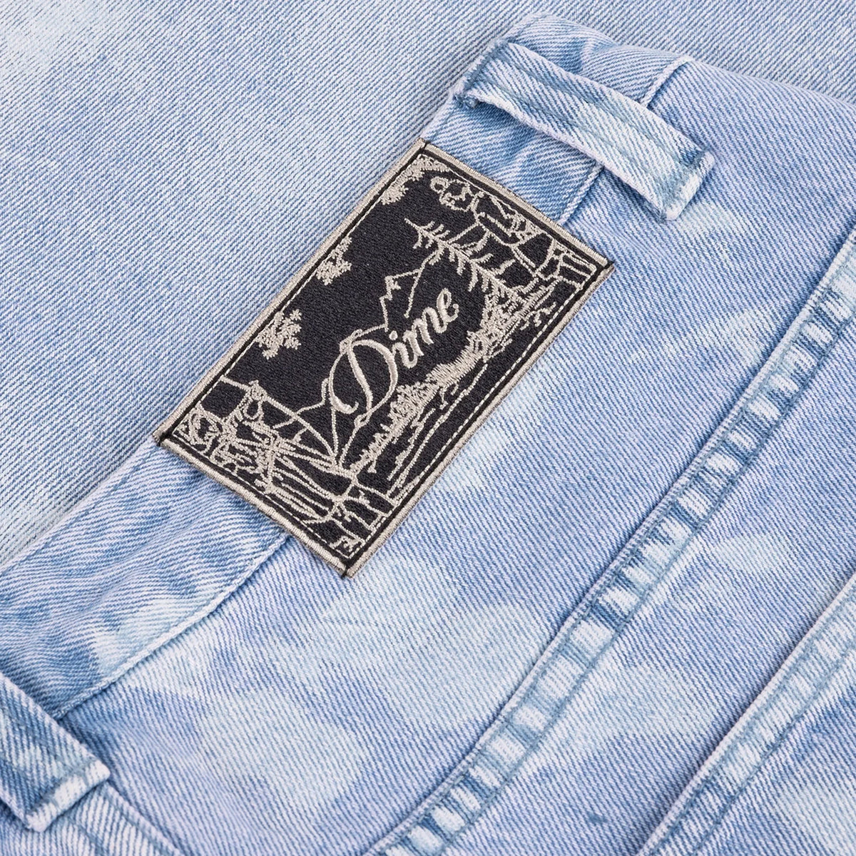 Dime MTL Baggy Denim Shorts Blue Washed (White Paint)