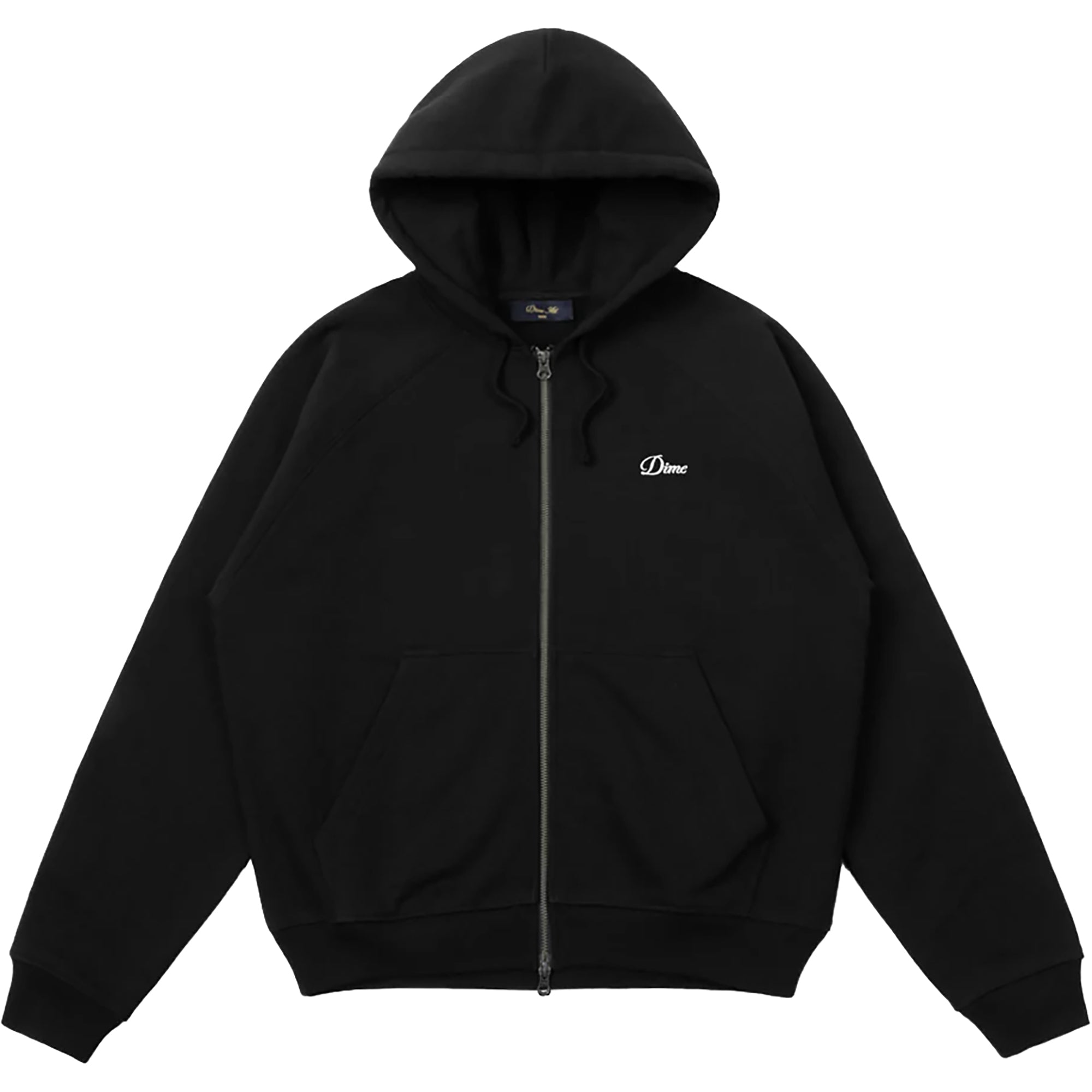 Dime MTL Cursive Small Logo Zip Heavyweight Hoodie Black