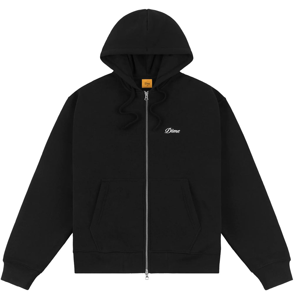 Dime MTL Cursive Small Logo Zip Hoodie Black