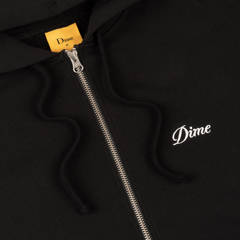 Dime MTL Cursive Small Logo Zip Hoodie Black