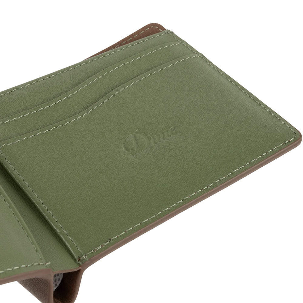 Dime MTL Leather Bifold Wallet Brown/Olive