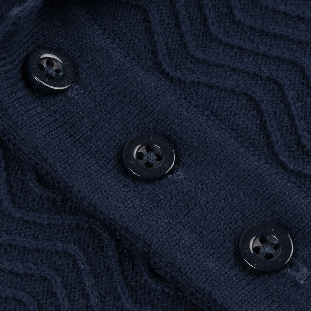 Dime MTL Wave Cable Knit Polo Navy
