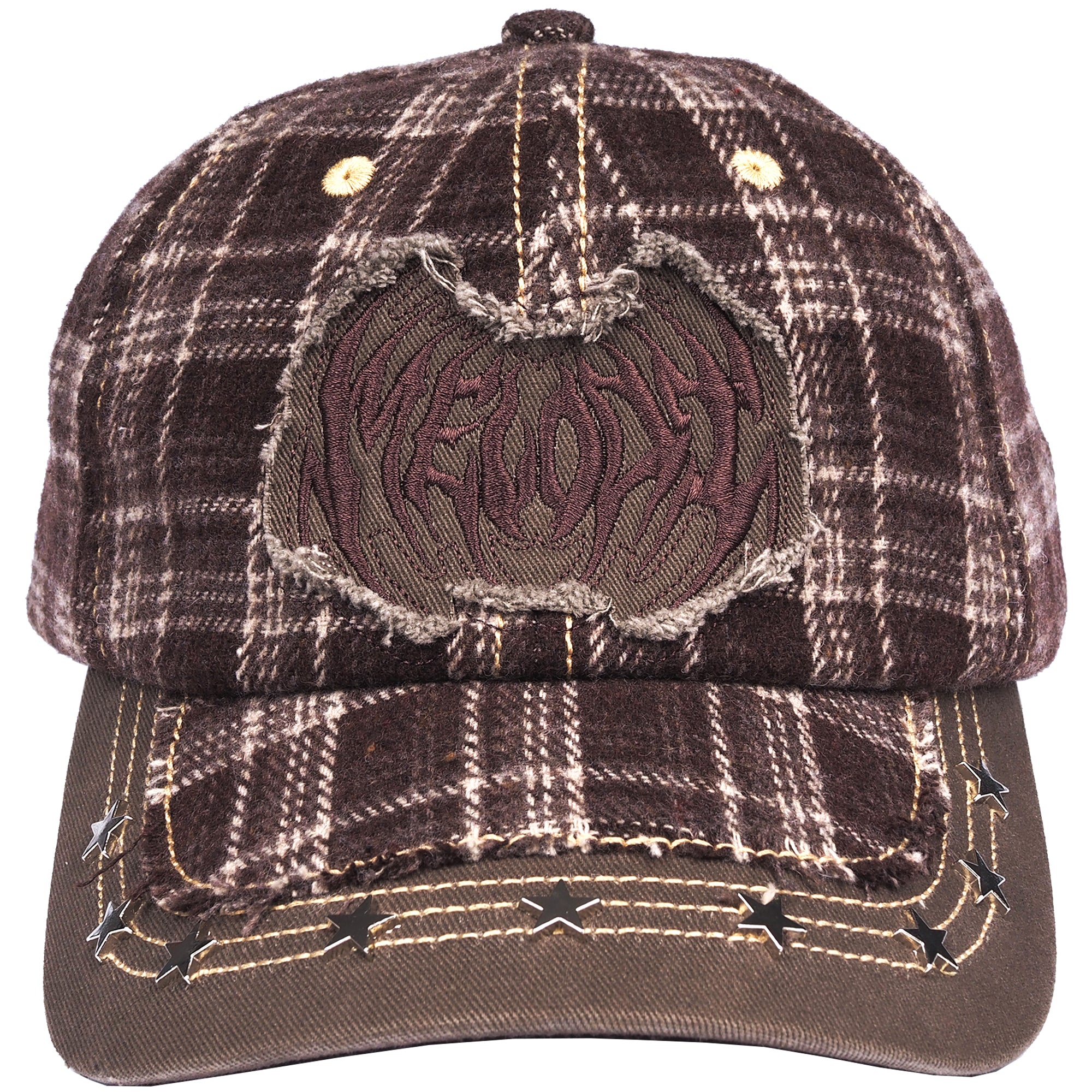 EC Melodi Star Studded Hat Brown Plaid