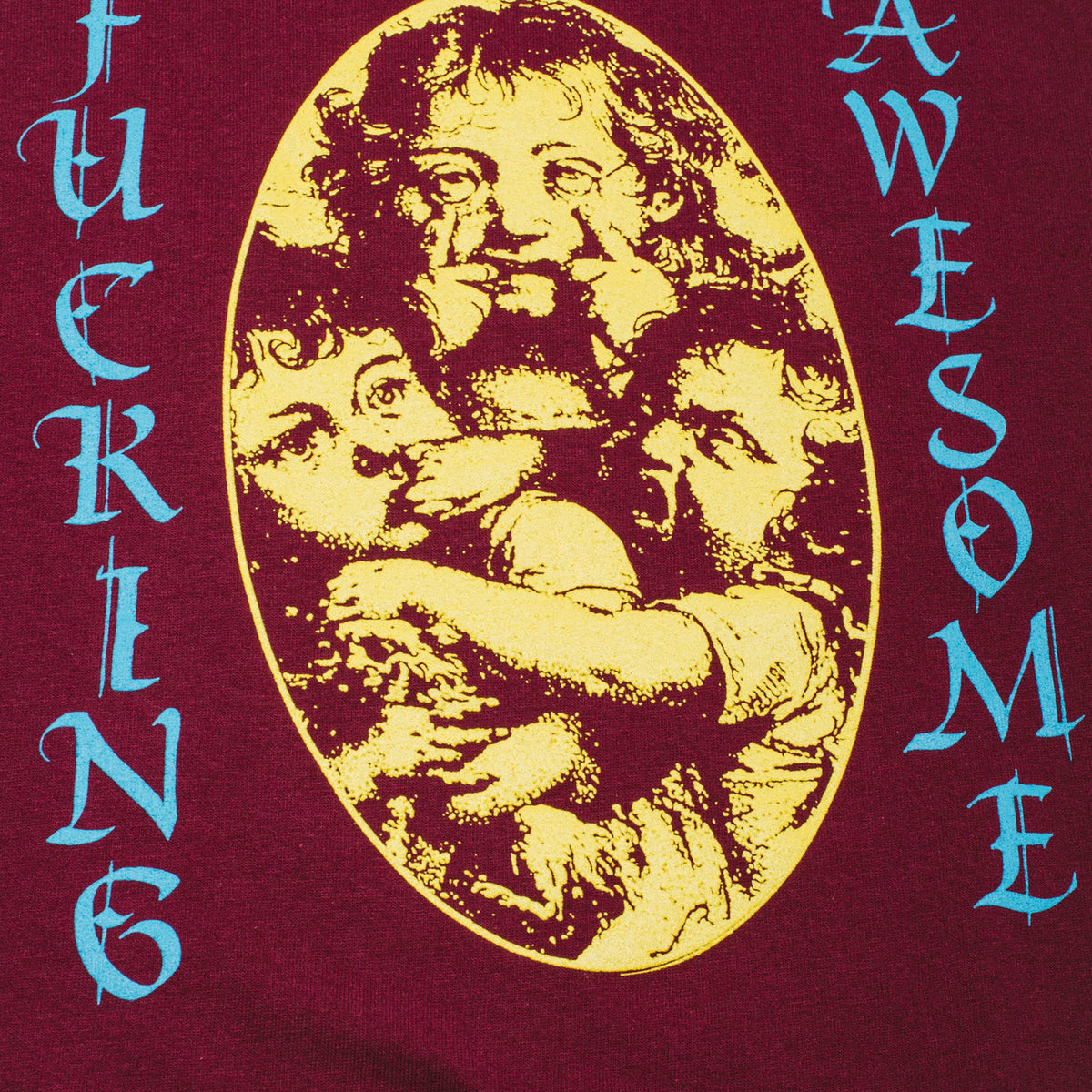 Fucking Awesome Mischievous Faces Tee Maroon