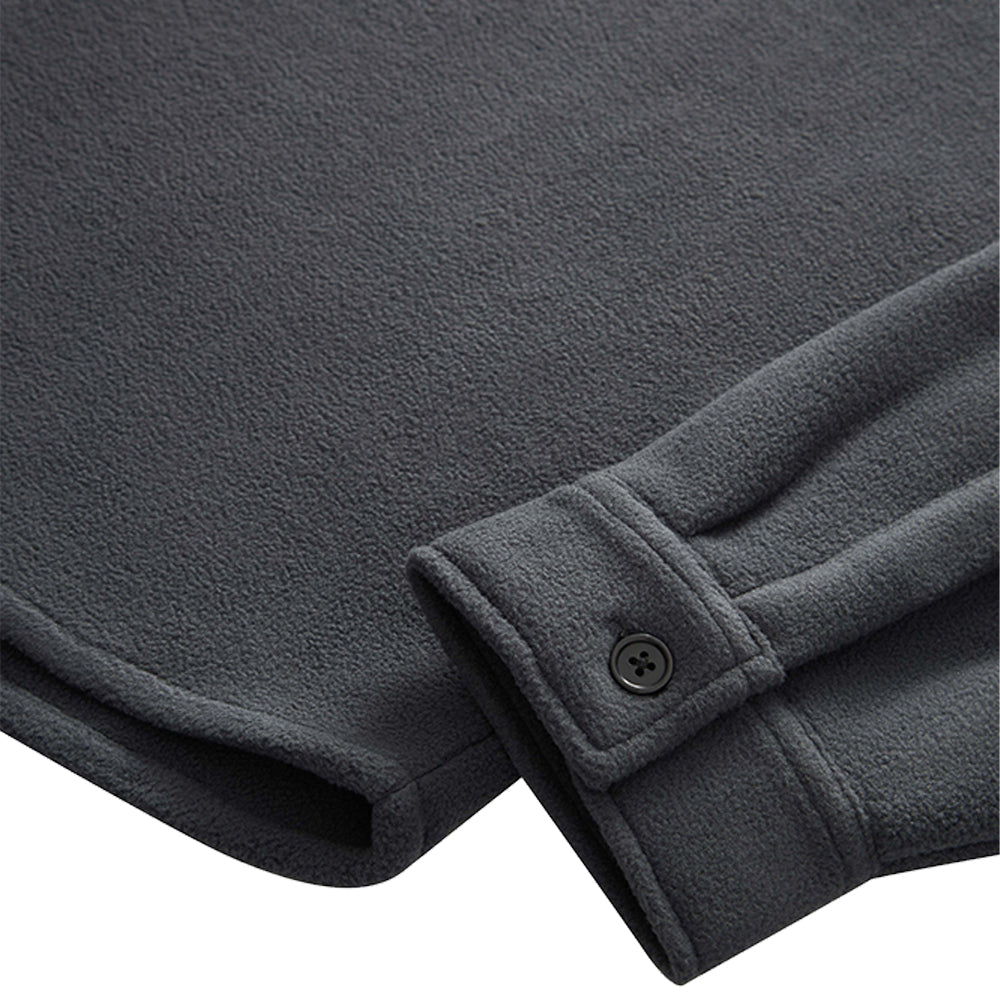 Grand Collection Polar Fleece Button Up Overshirt Grey