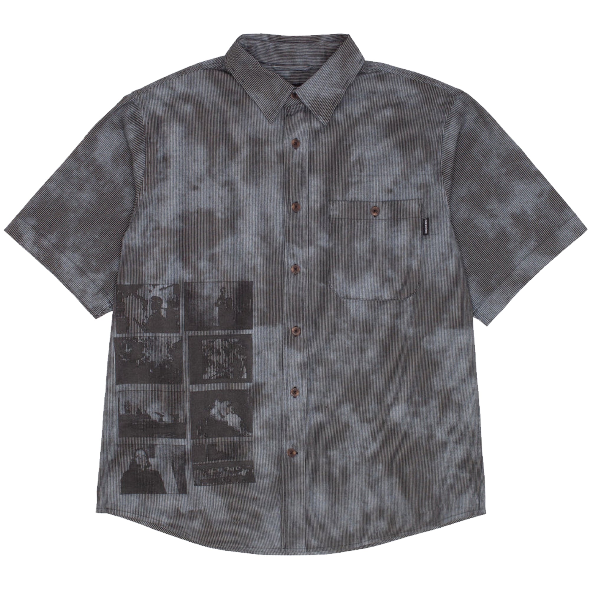 PRY シュウト Super100's Button-front Shirt GX1000 Short Sleeve Button Down Shirt Over Dyed With Bleach Spots