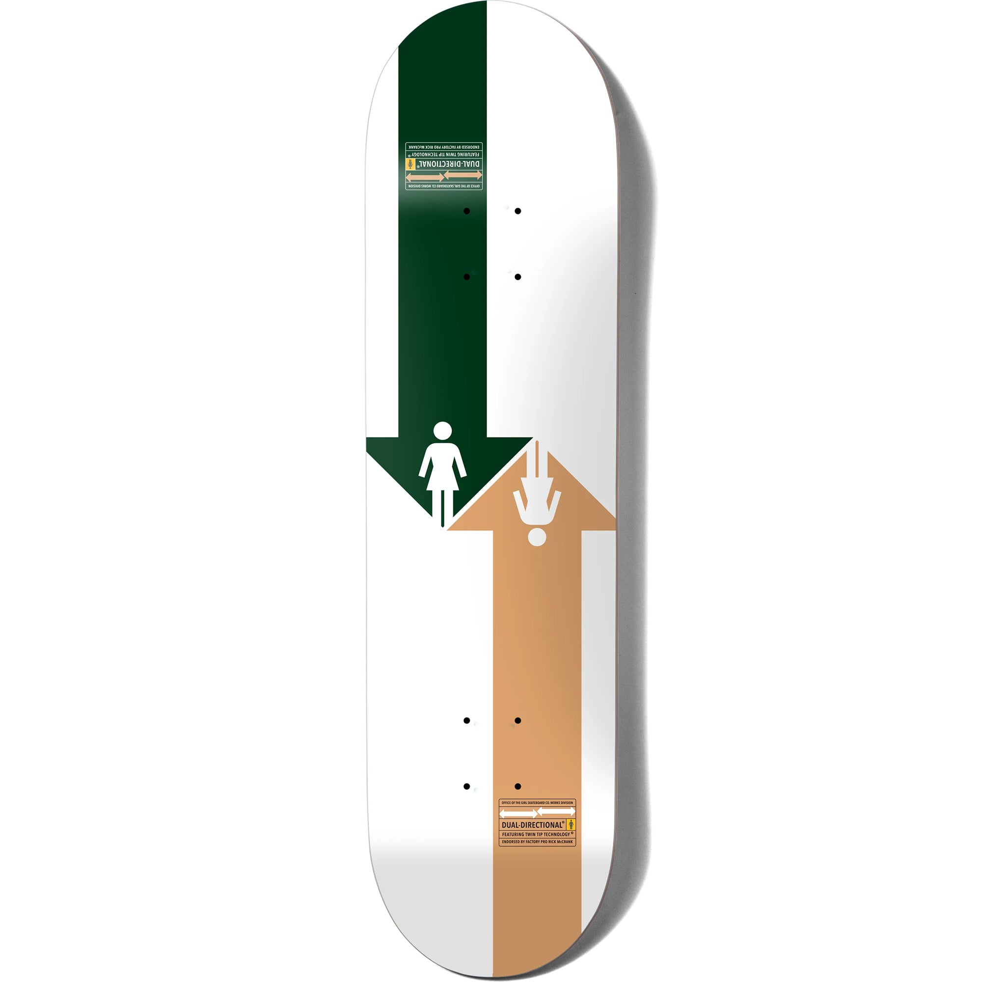 Girl Rick McCrank Dual-Directional White Twin Tip Skateboard Deck 8.5"